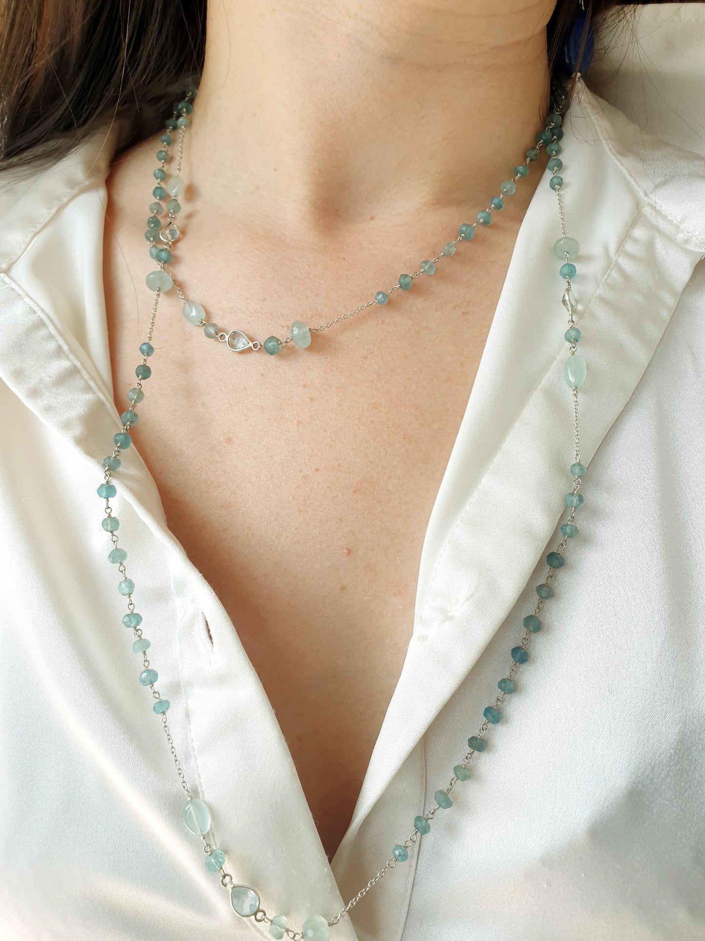 Lunga collana in argento 925 con onice
