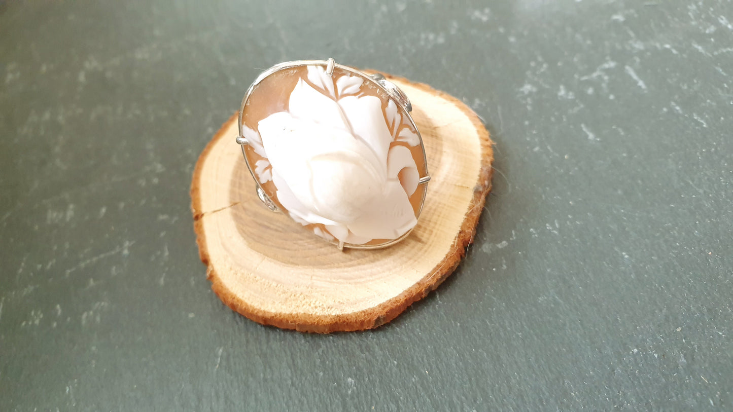 Anello in argento 925 con cammeo autentico da Torre del Greco