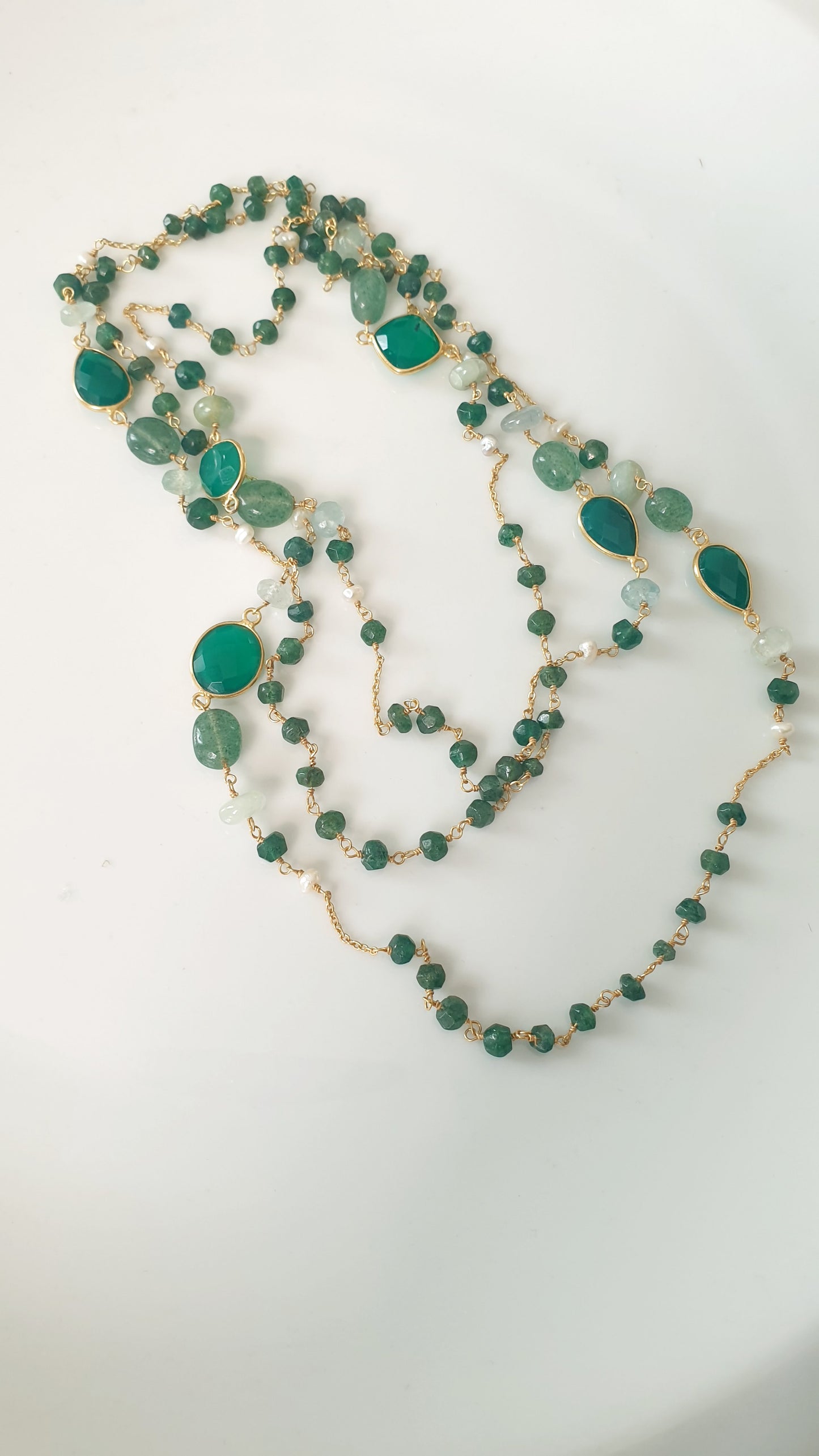 Lunga colla in argento 925 con pietre dure