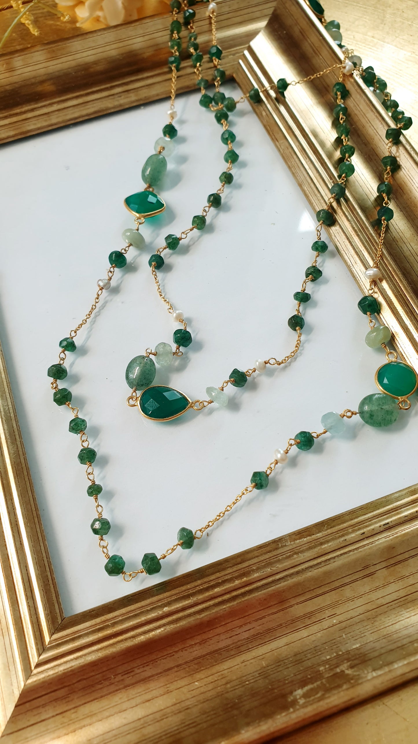 Lunga colla in argento 925 con pietre dure