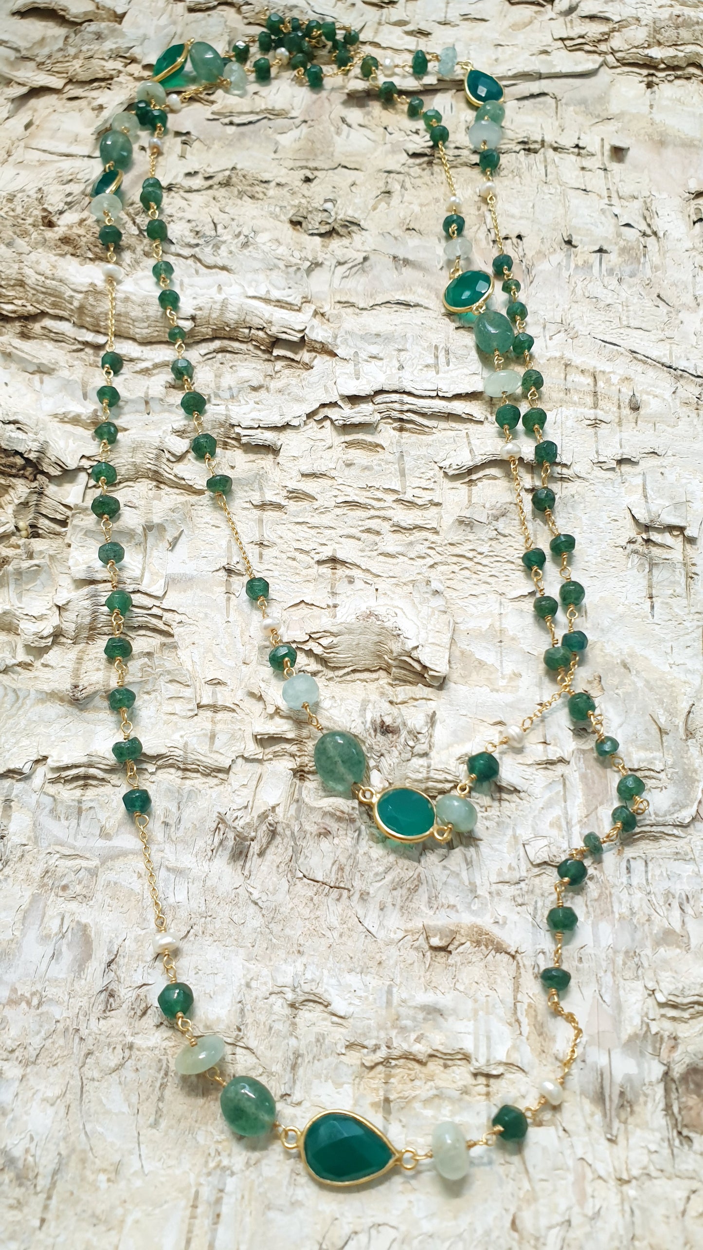 Lunga colla in argento 925 con pietre dure