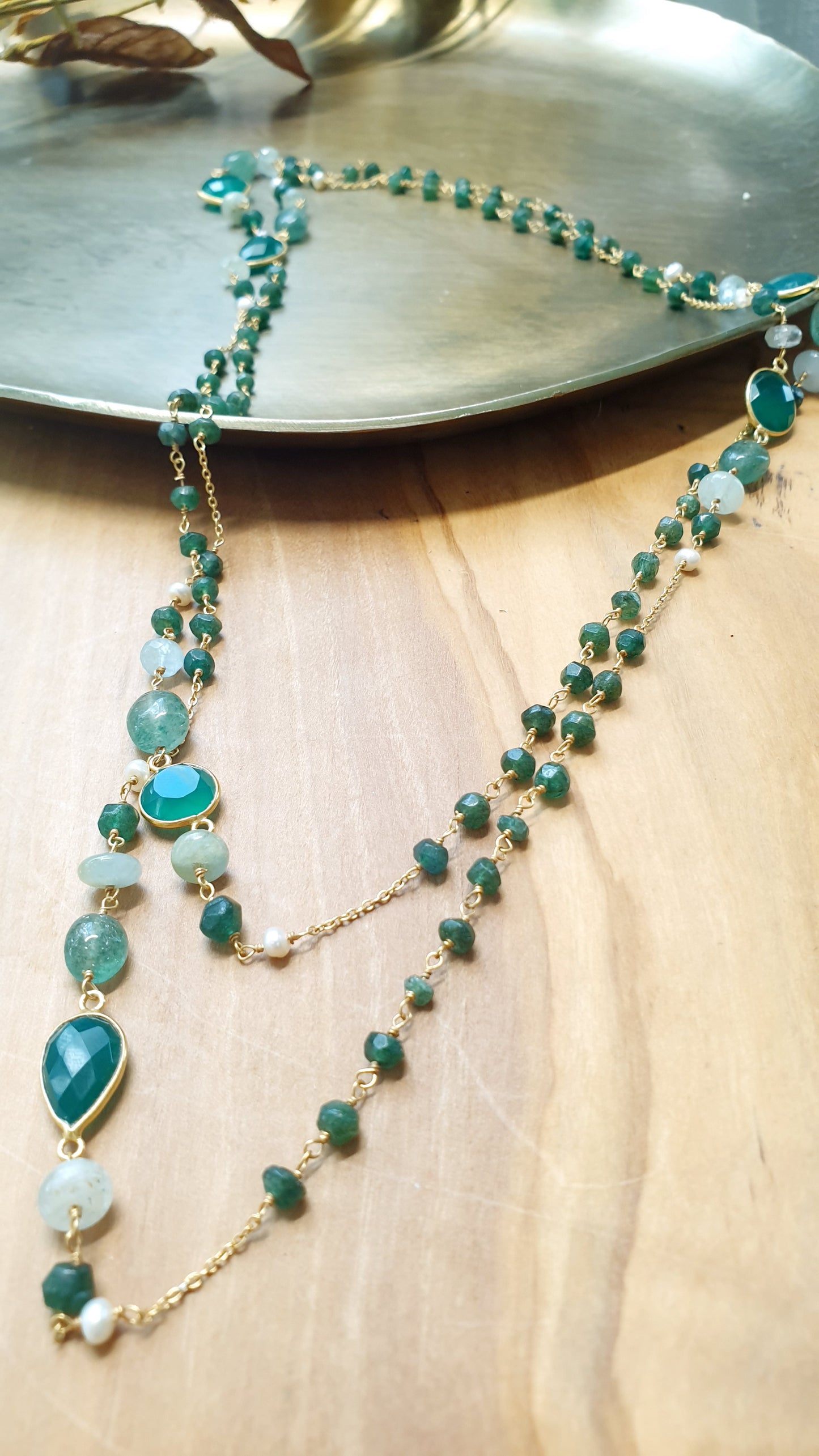 Lunga colla in argento 925 con pietre dure