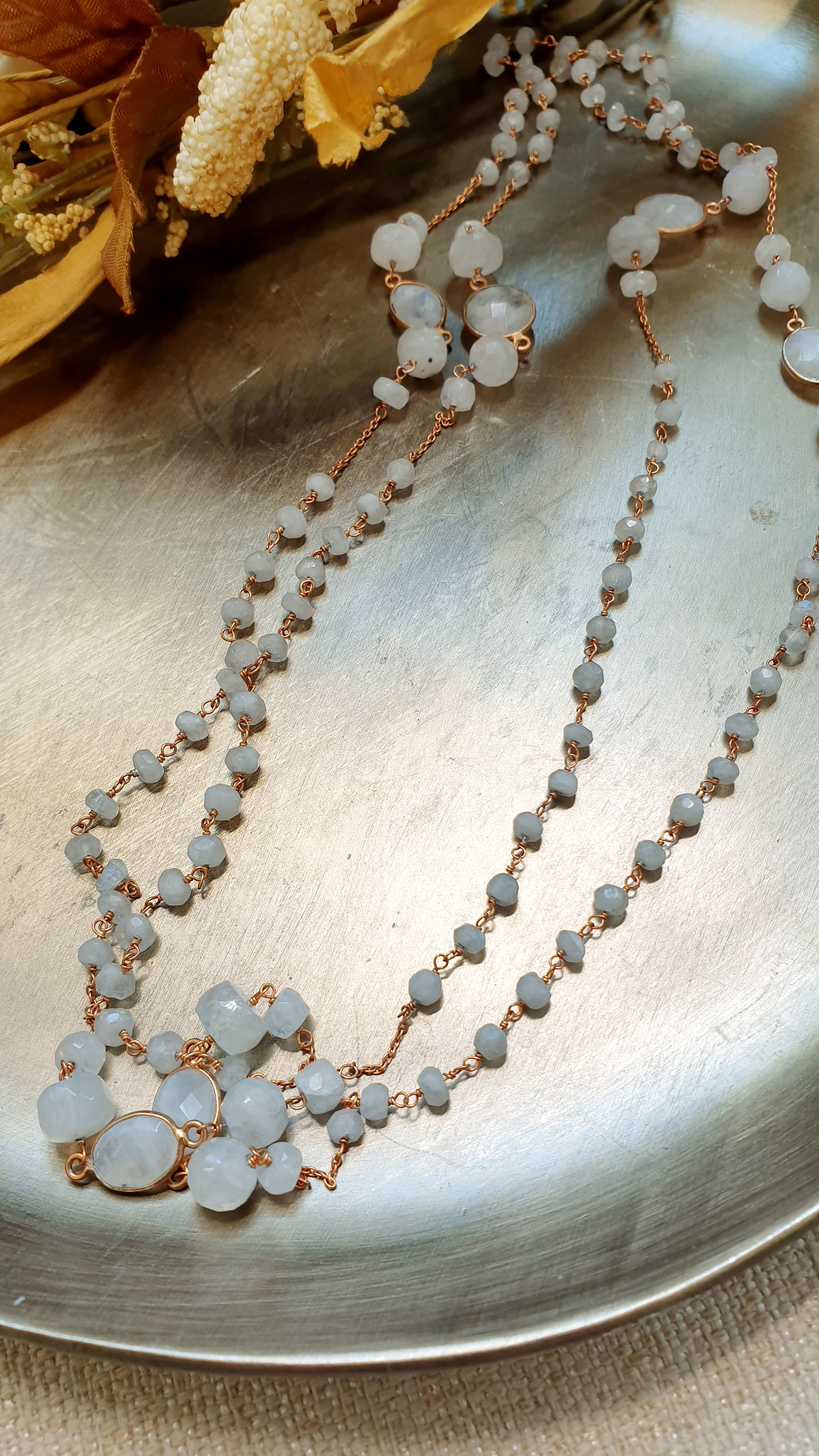 Lunga collana in argento 925 con pietra di luna