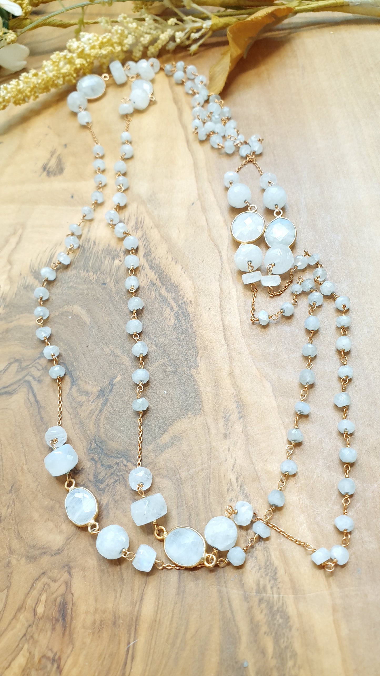 Lunga collana in argento 925 con pietra di luna