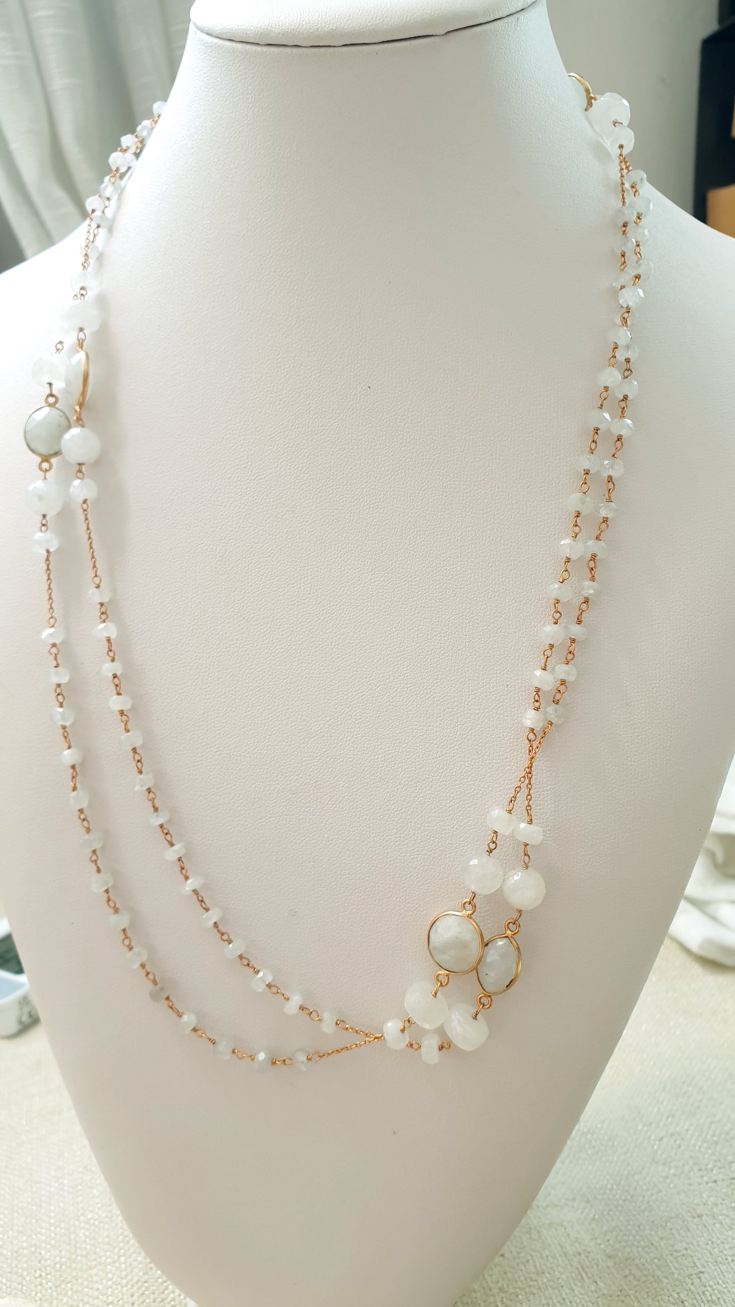 Lunga collana in argento 925 con pietra di luna