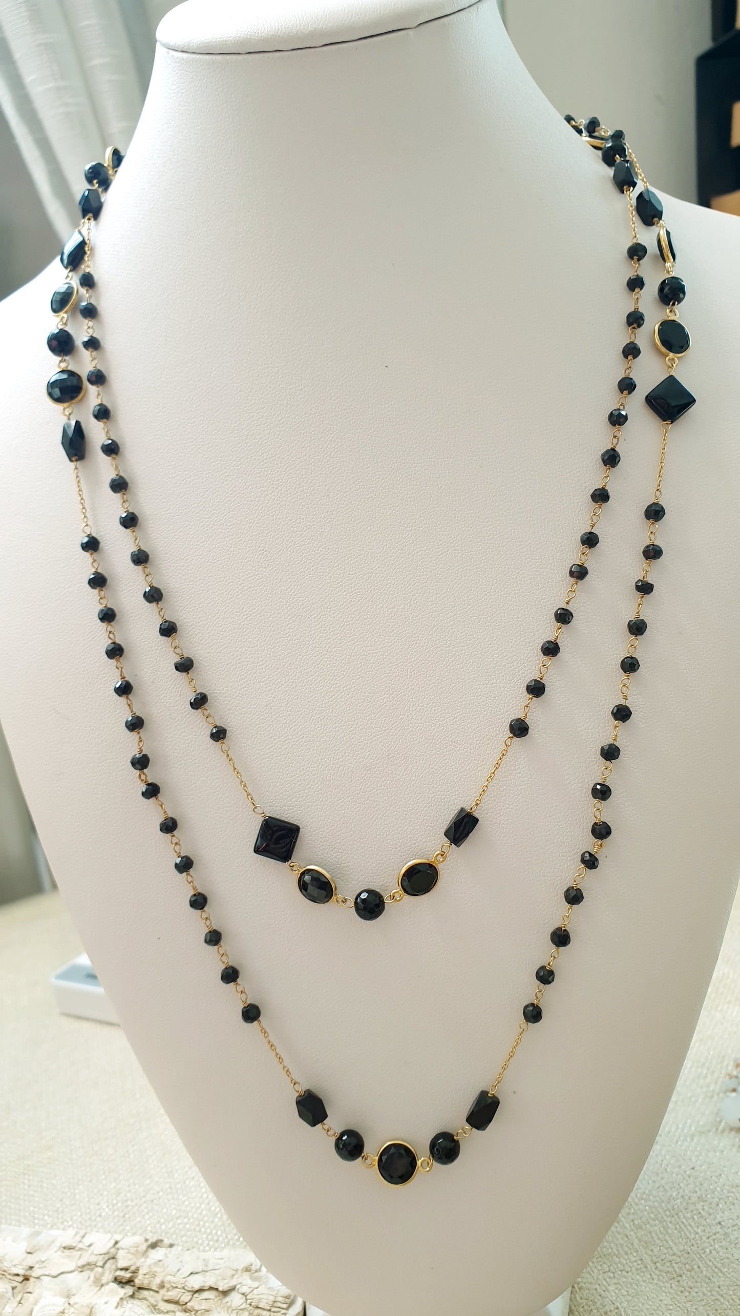 Lunga collana in argento 925 con onice