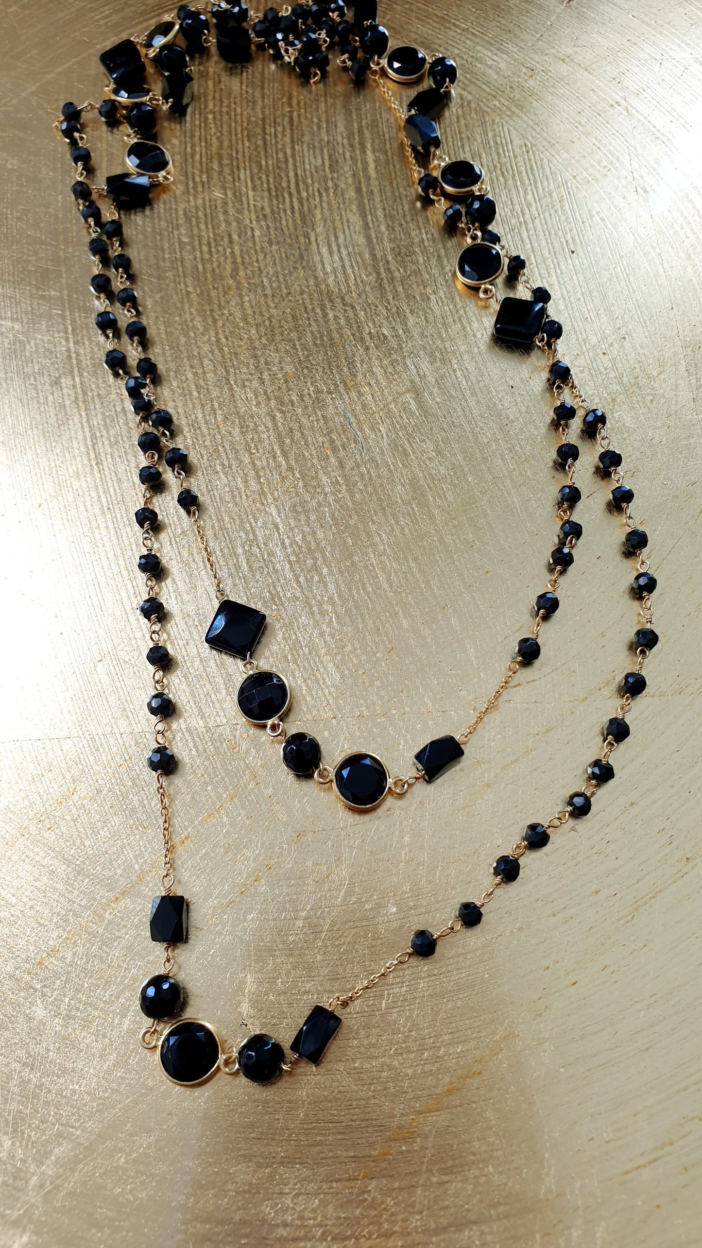 Lunga collana in argento 925 con onice