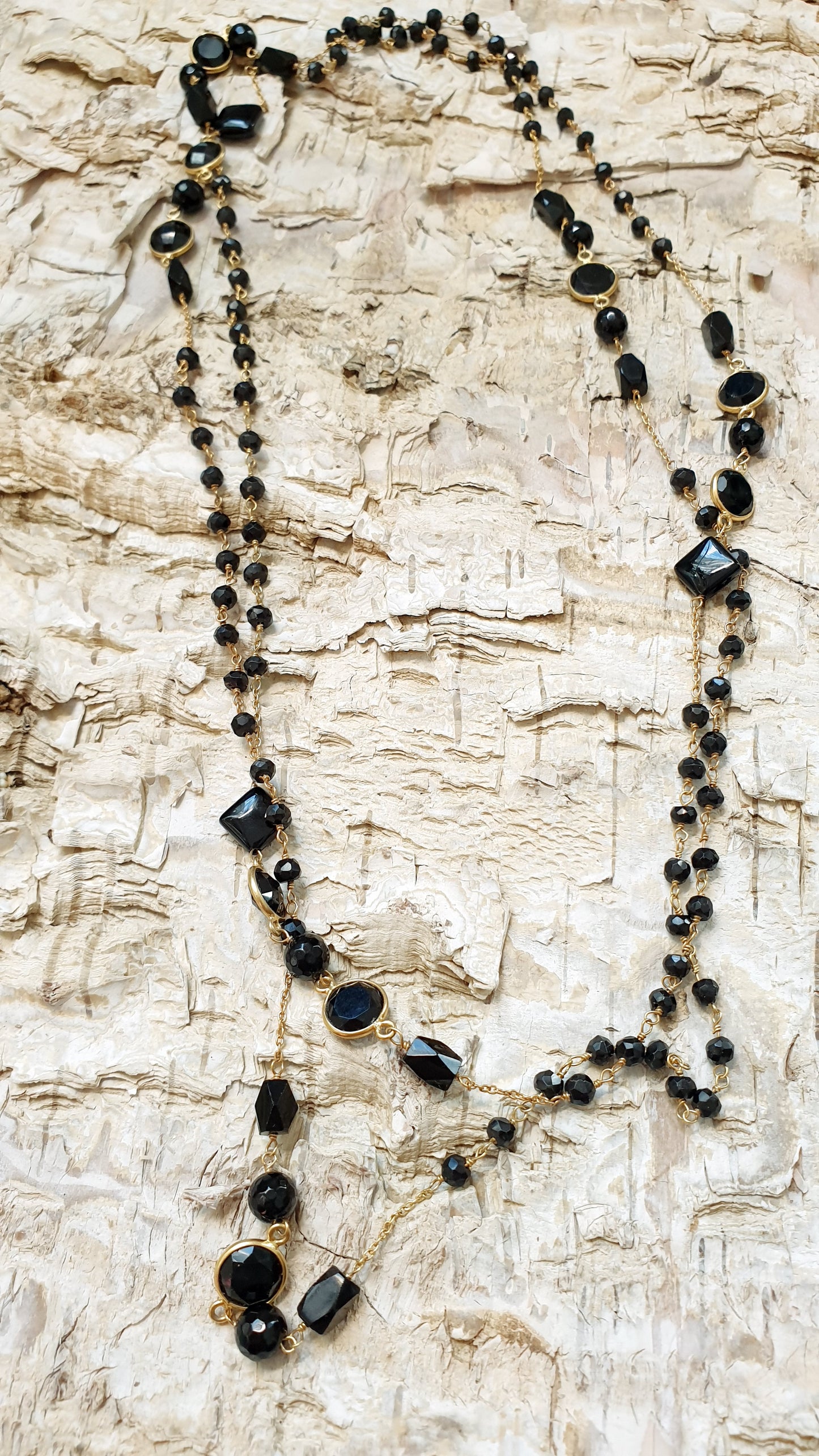 Lunga collana in argento 925 con onice