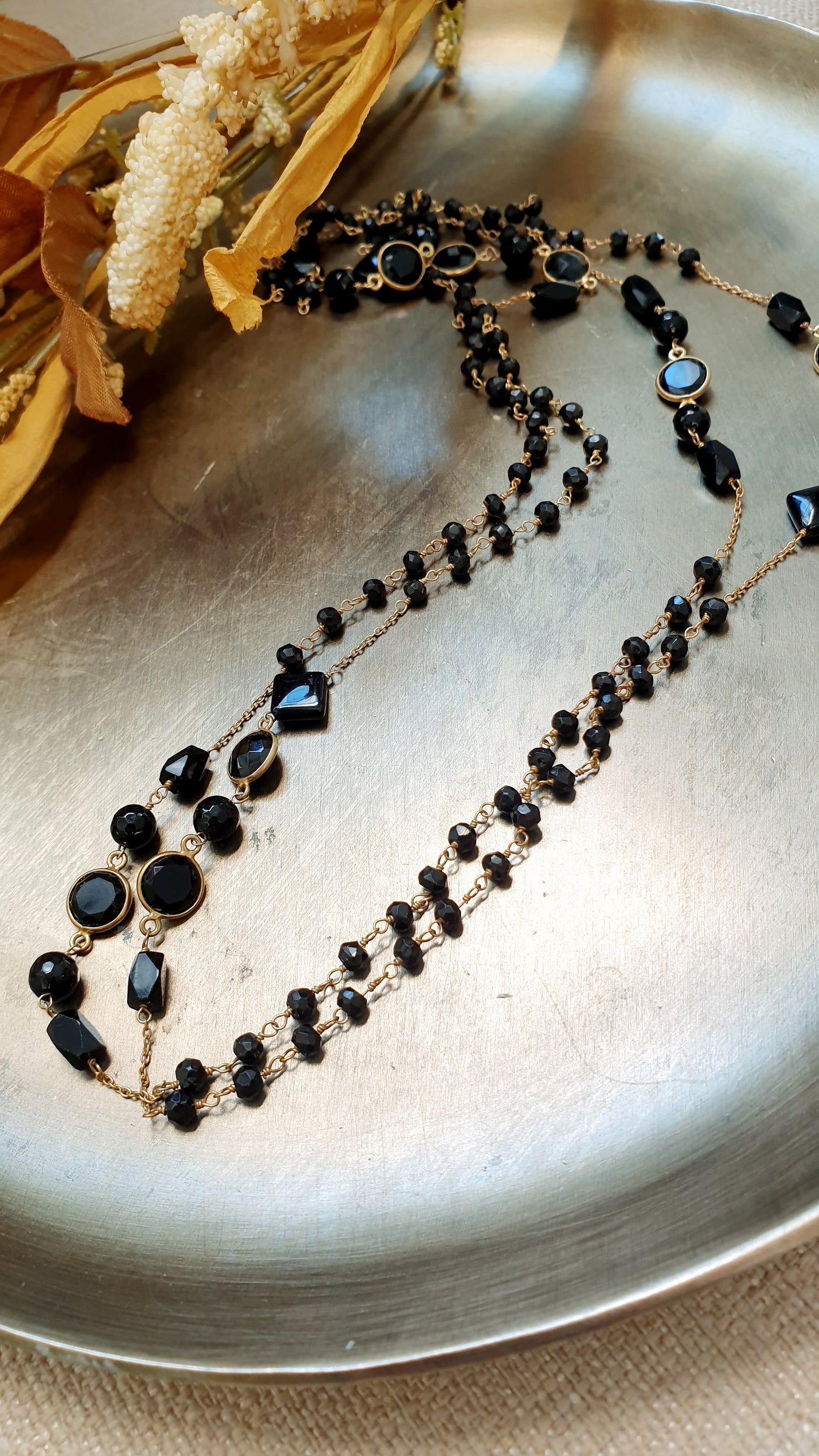 Lunga collana in argento 925 con onice