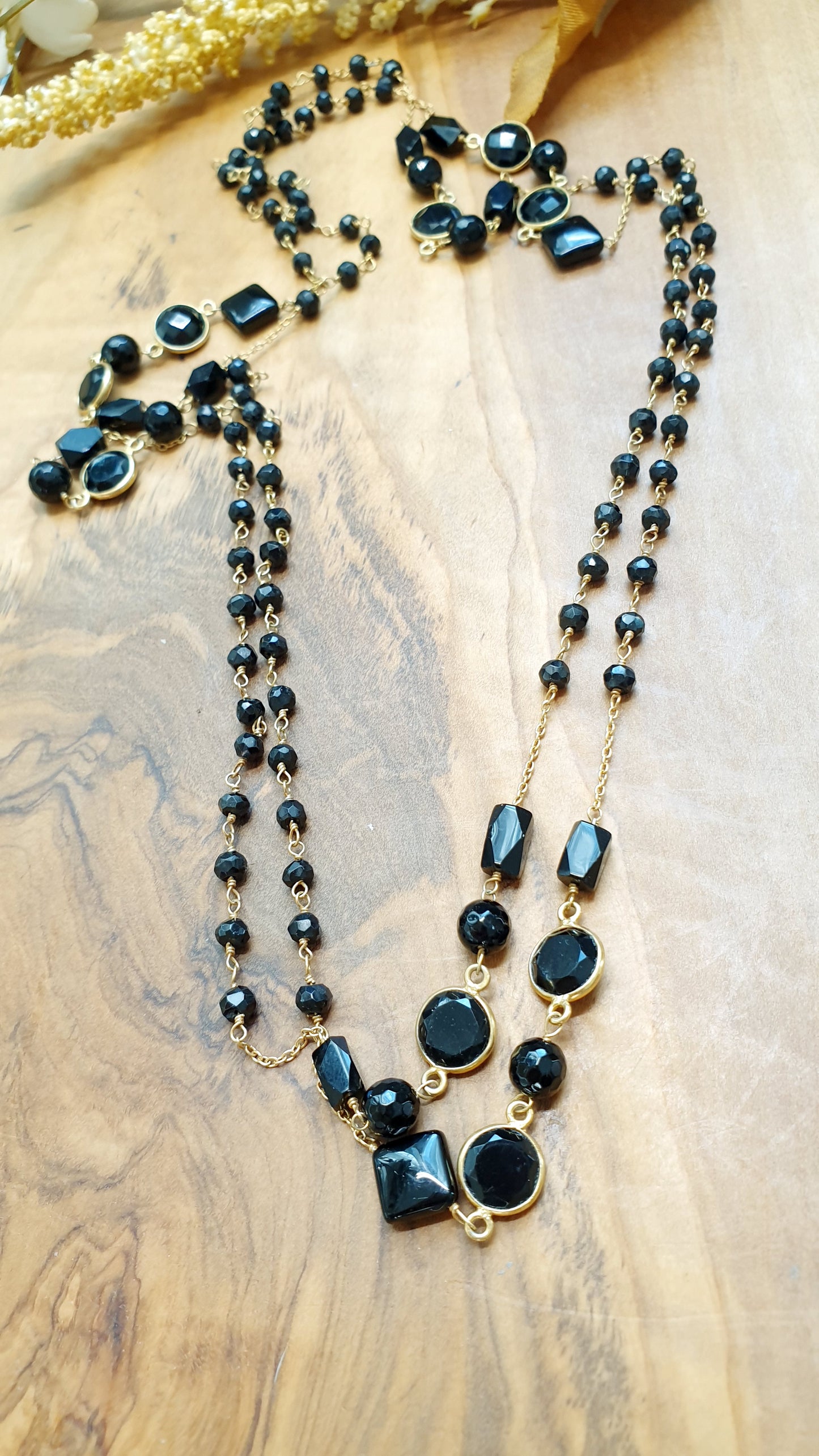 Lunga collana in argento 925 con onice