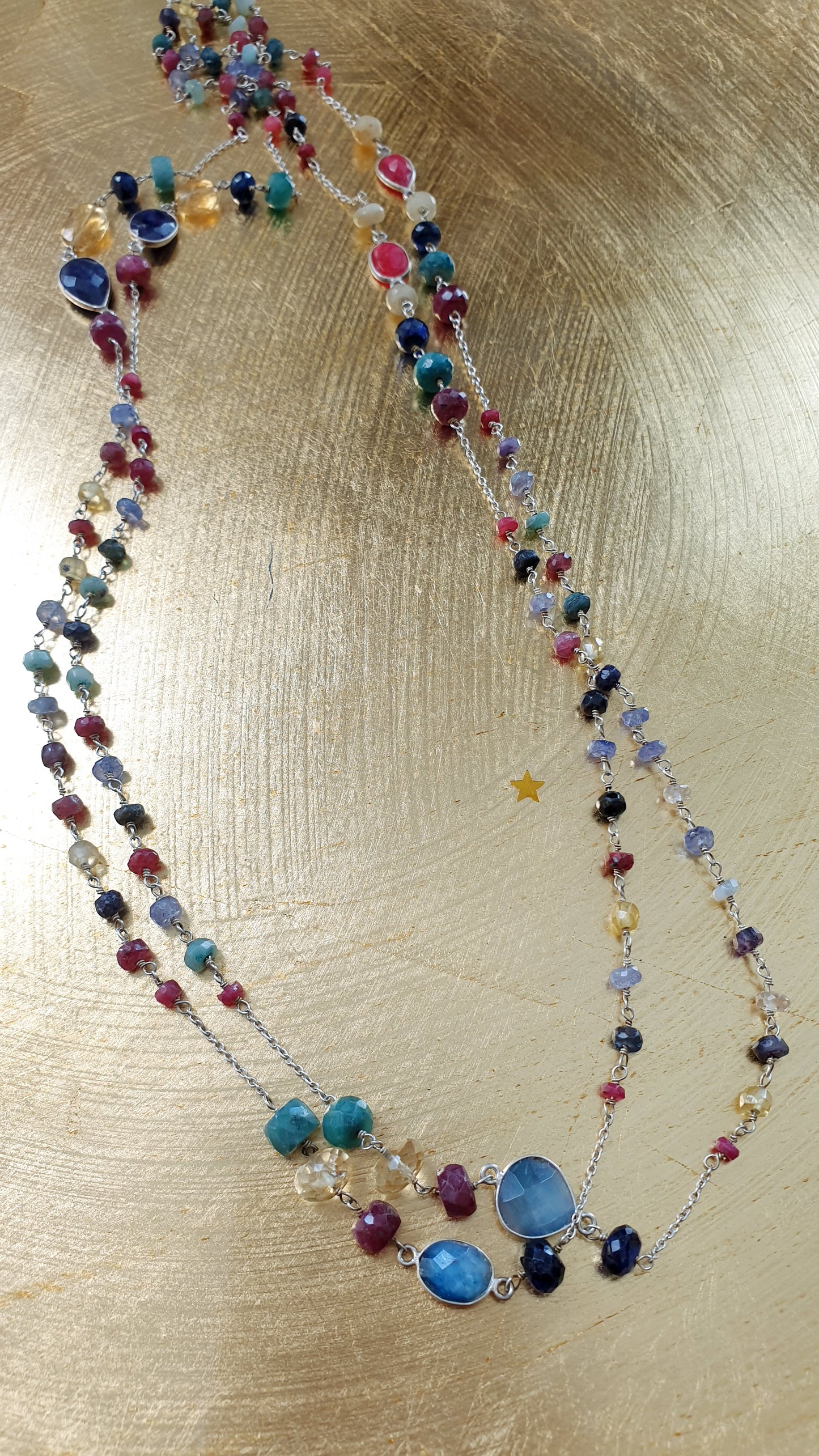 Lunga collana in argento 925 con tormaline