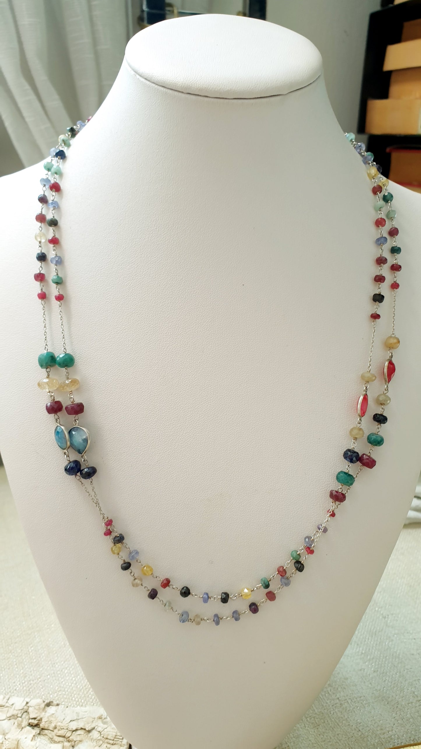 Lunga collana in argento 925 con tormaline