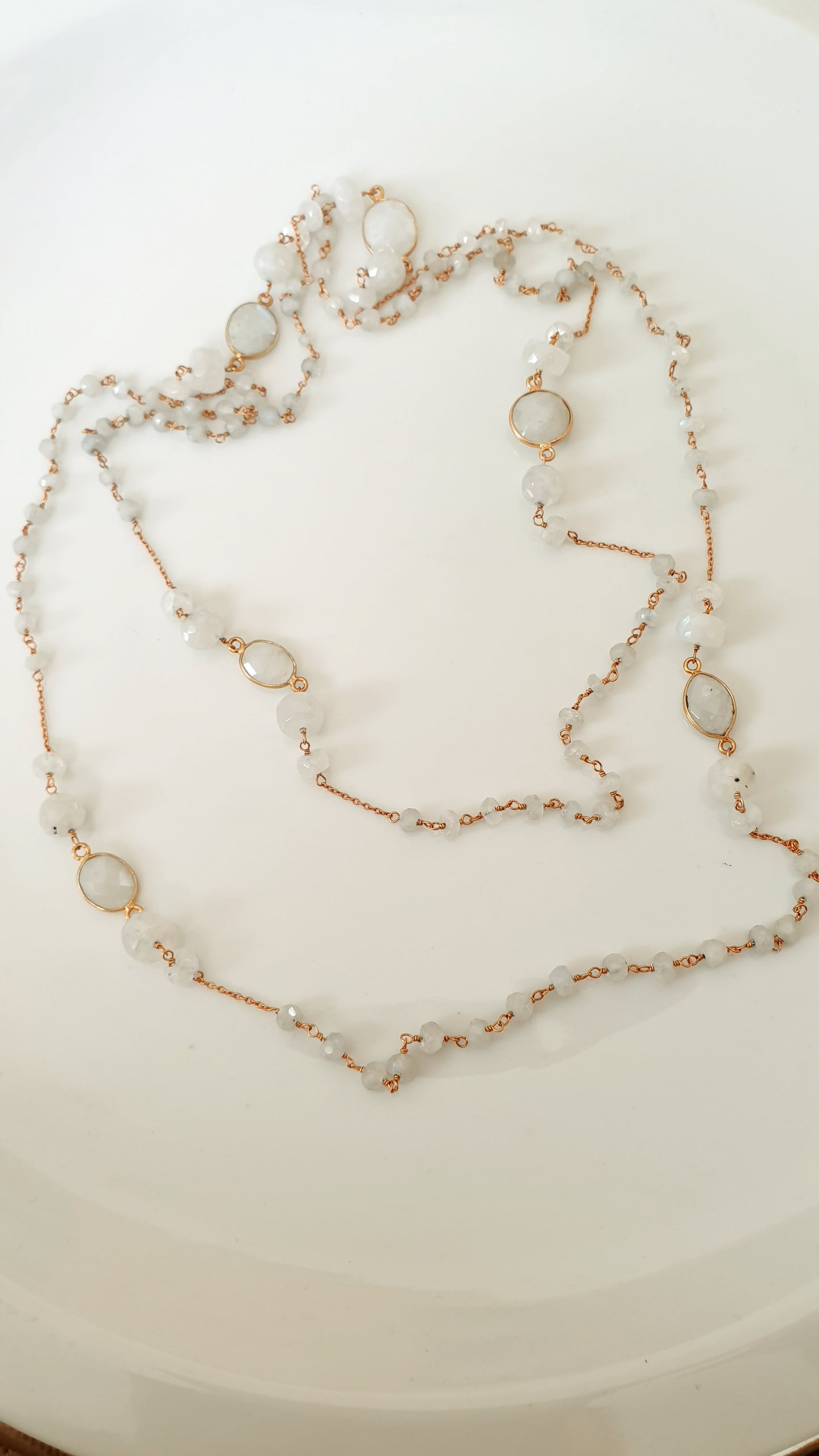 Lunga collana in argento 925 con pietra di luna