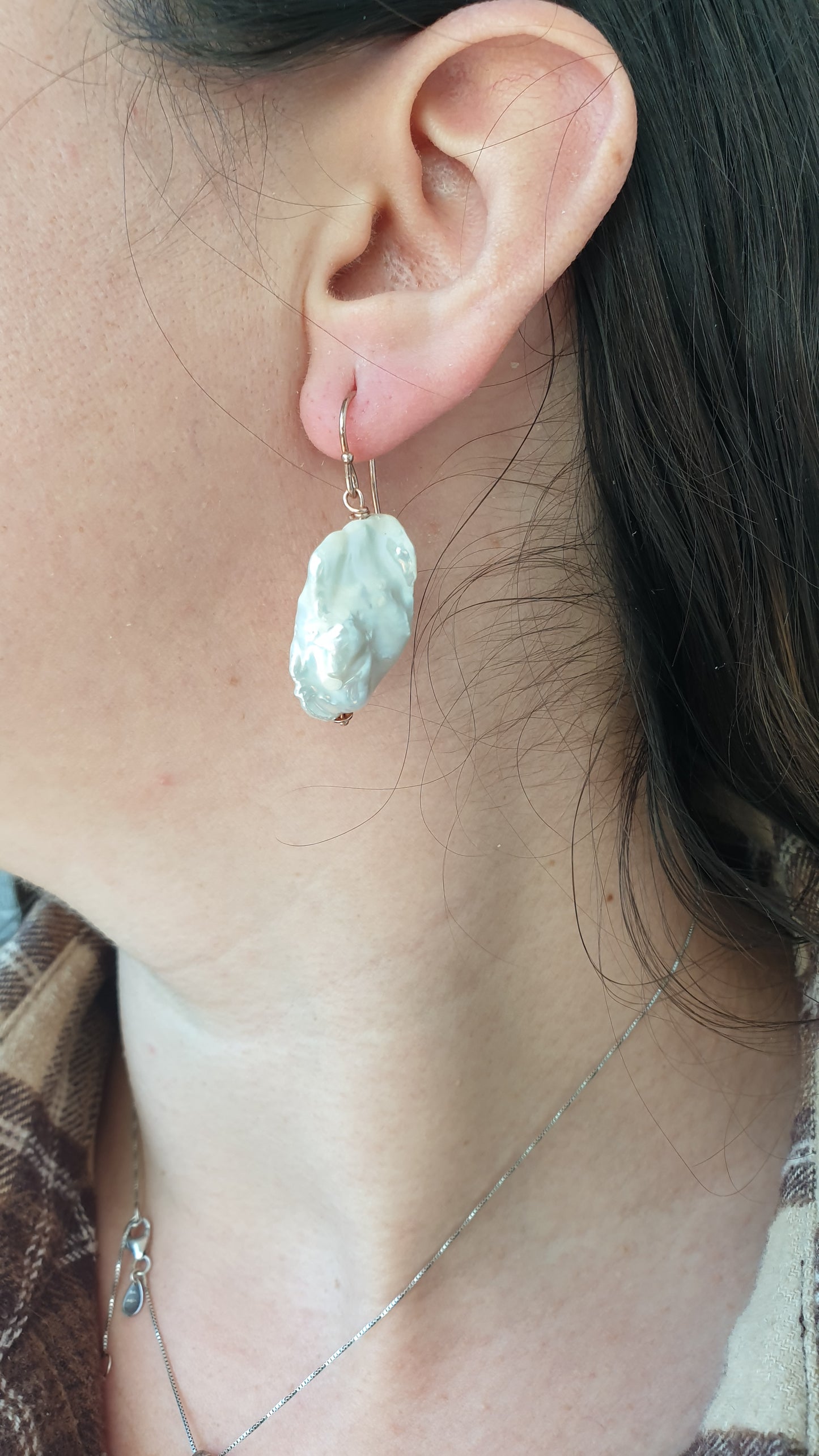 Orecchini in argento 925 rosato con perla barocca