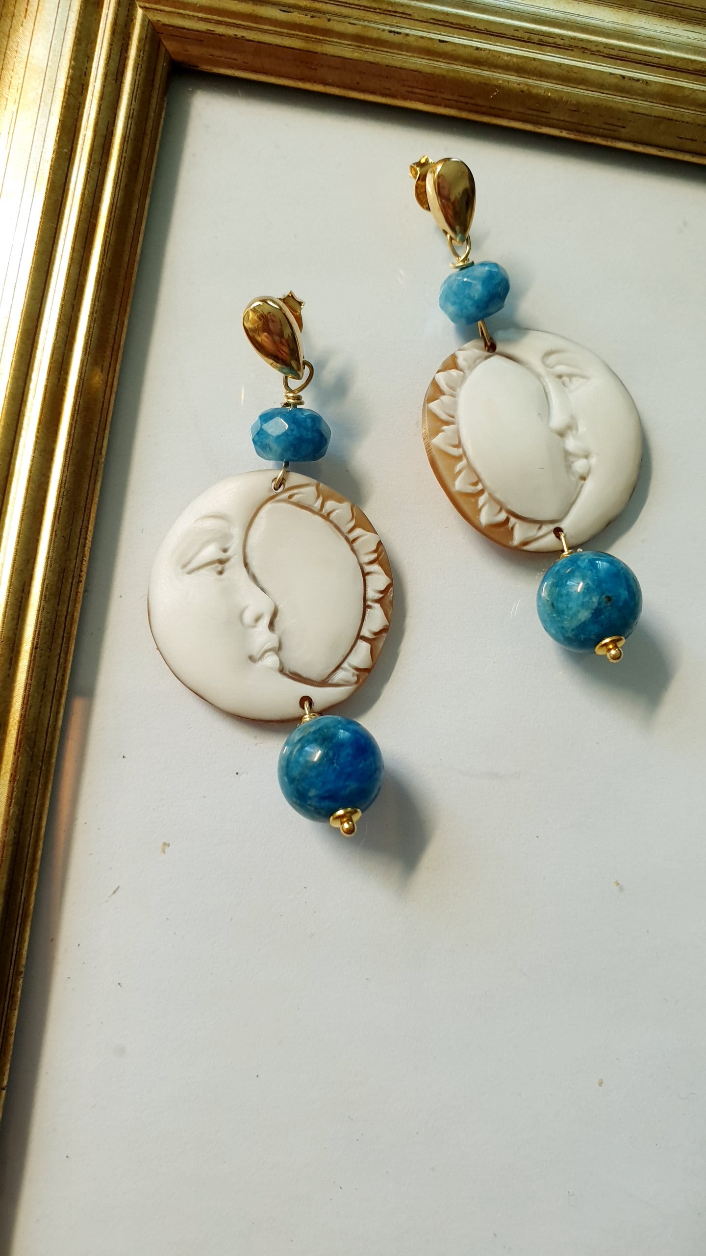 Orecchini in argento con cammei e apatite
