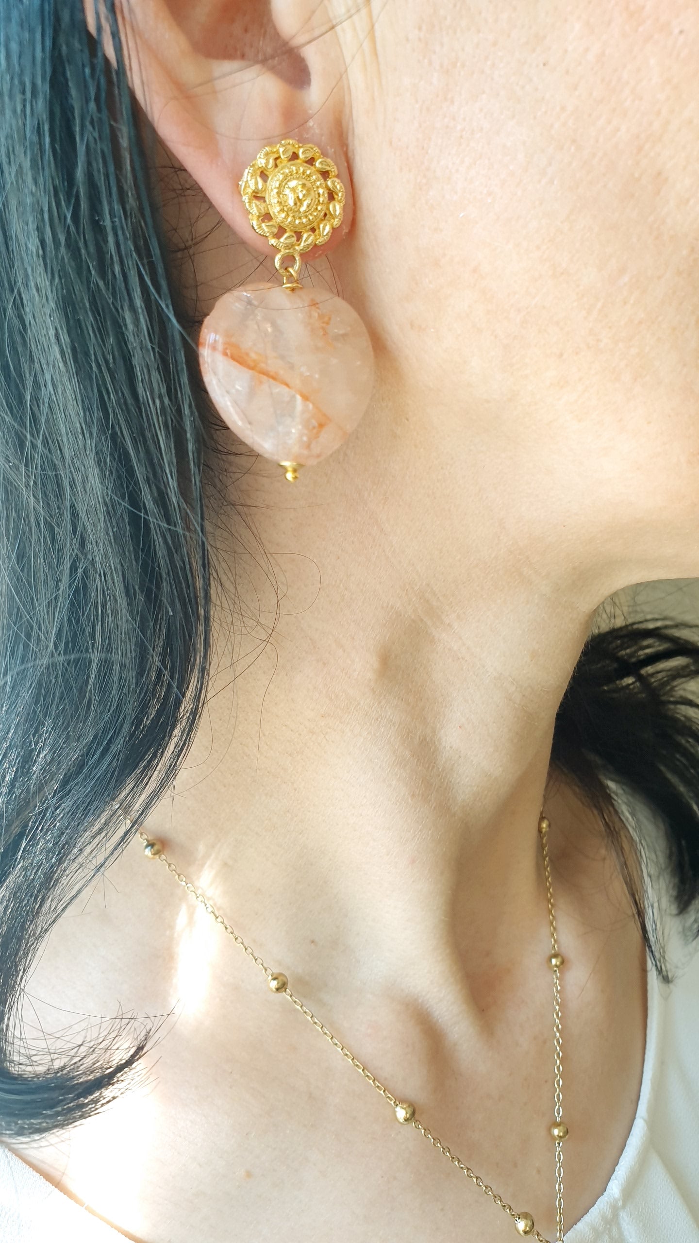 Orecchini in ottone con cuore in citrino