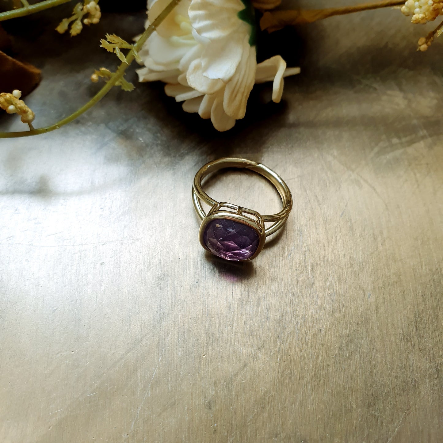 Anello regolabile con ametista