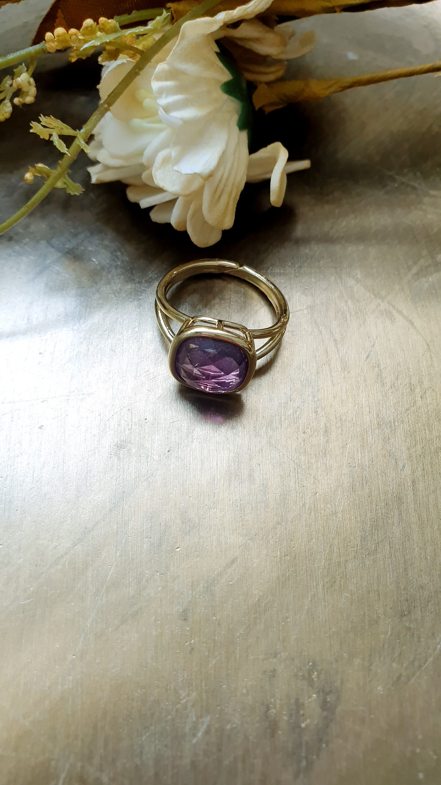 Anello regolabile con ametista