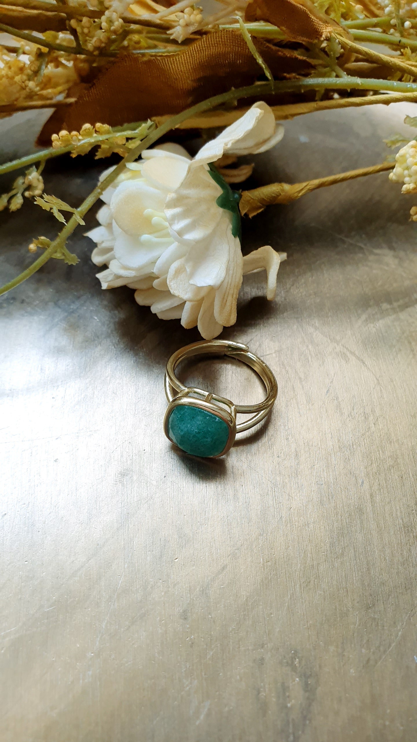Anello regolabile con amazzonite