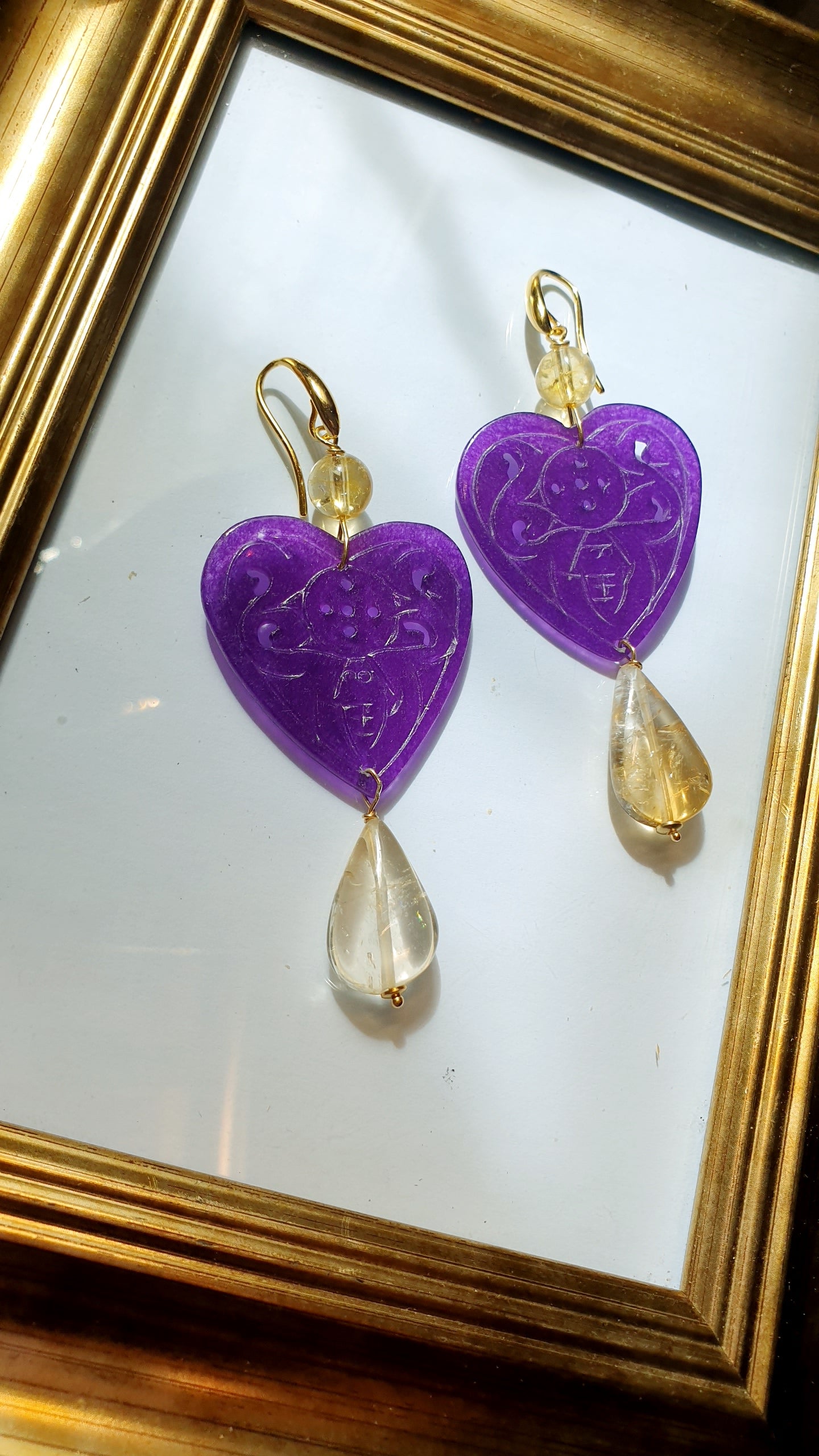 Orecchini in argento con giada e citrino
