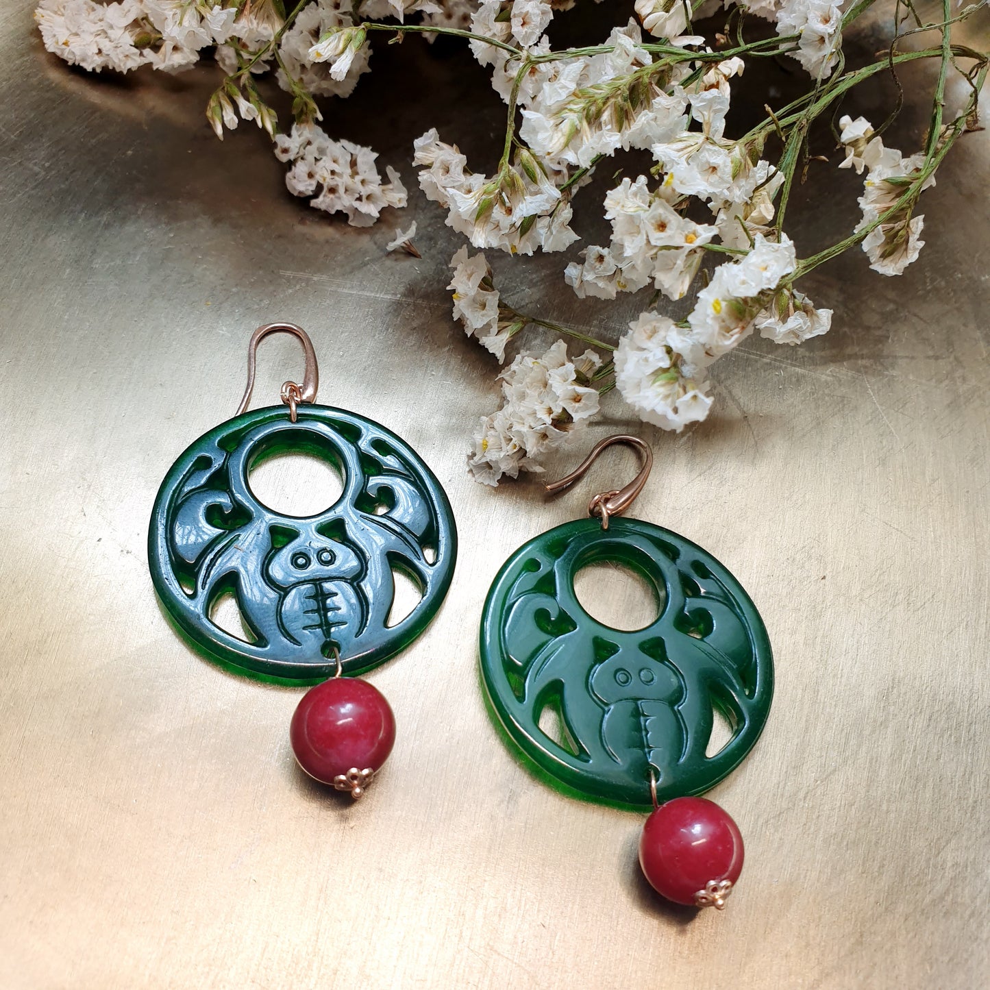 Orecchini in argento con giade