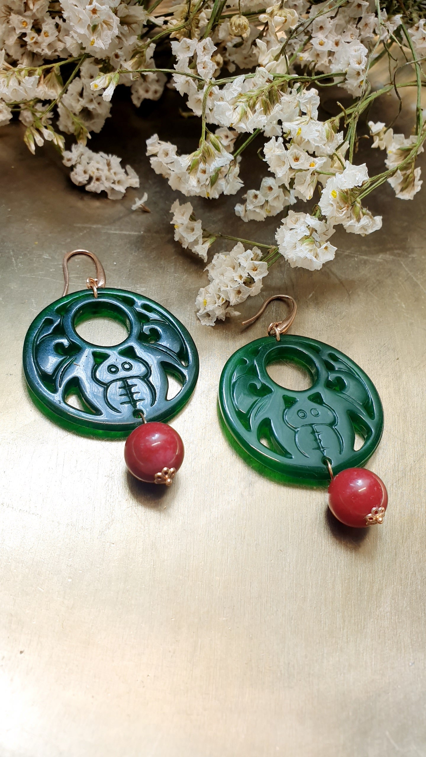 Orecchini in argento con giade
