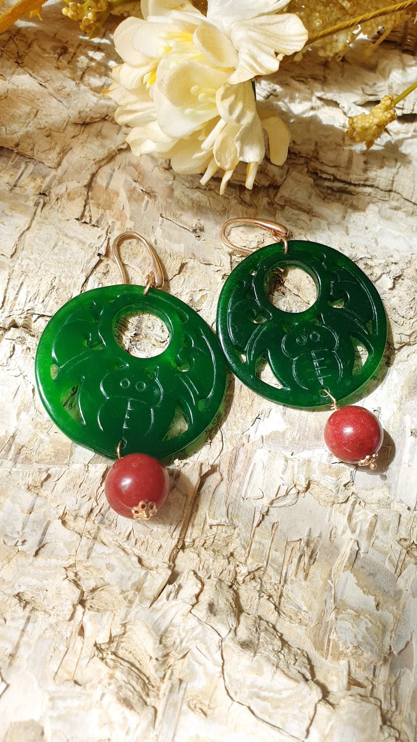 Orecchini in argento con giade