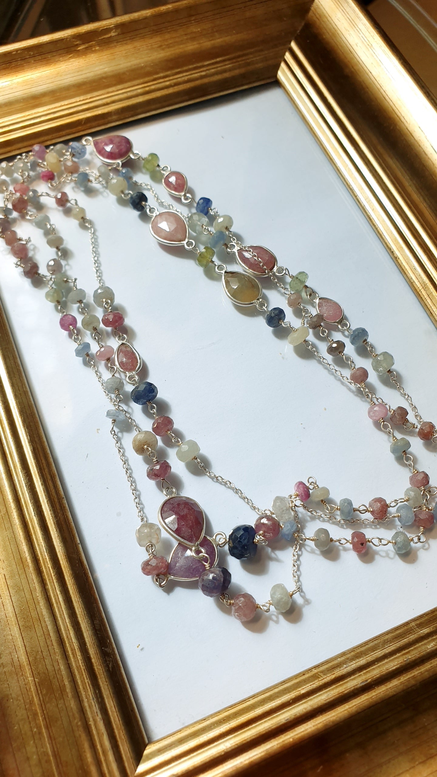 Lunga collana in argento con tormaline