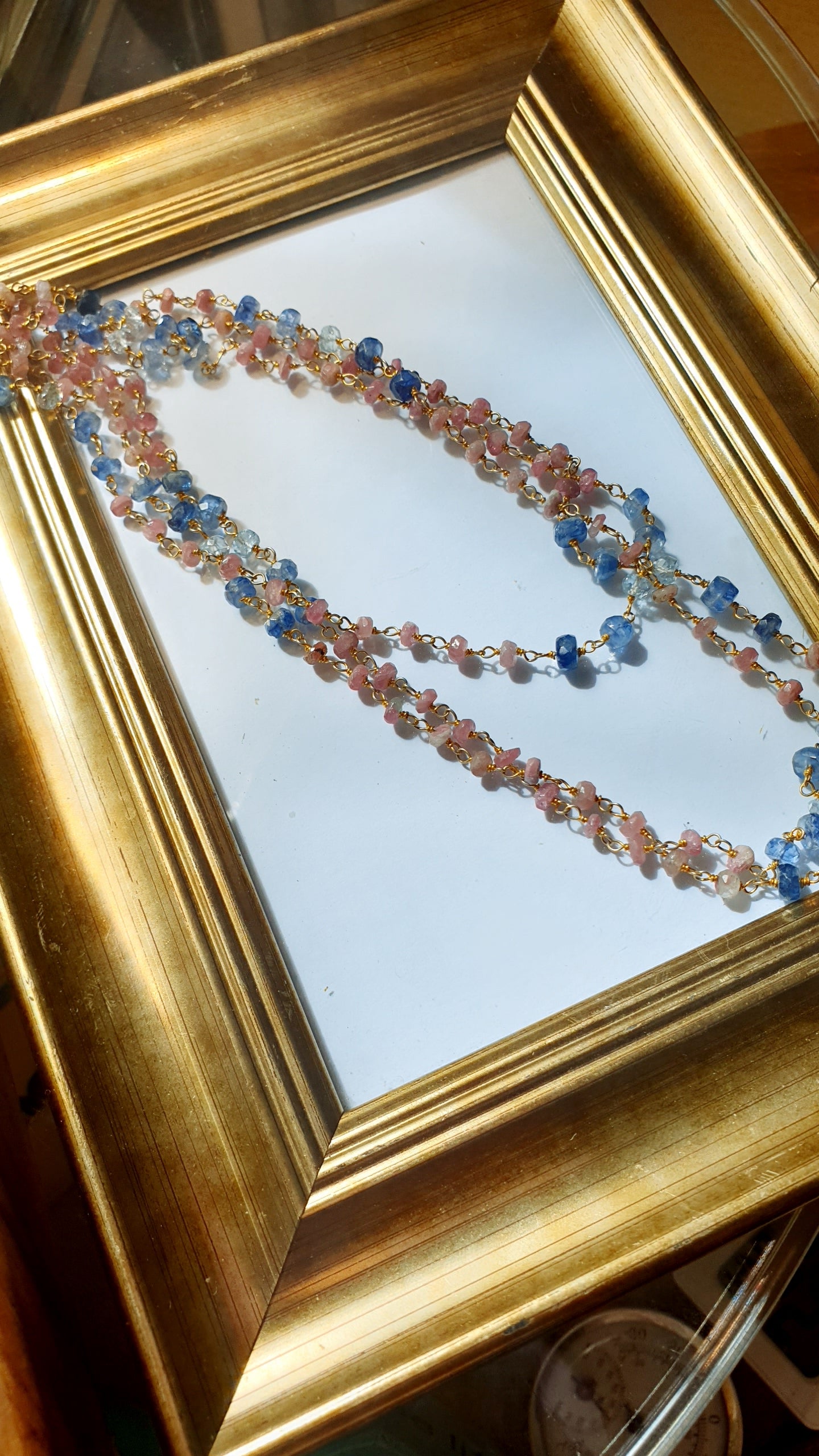 Lunga collana in argento con tormaline