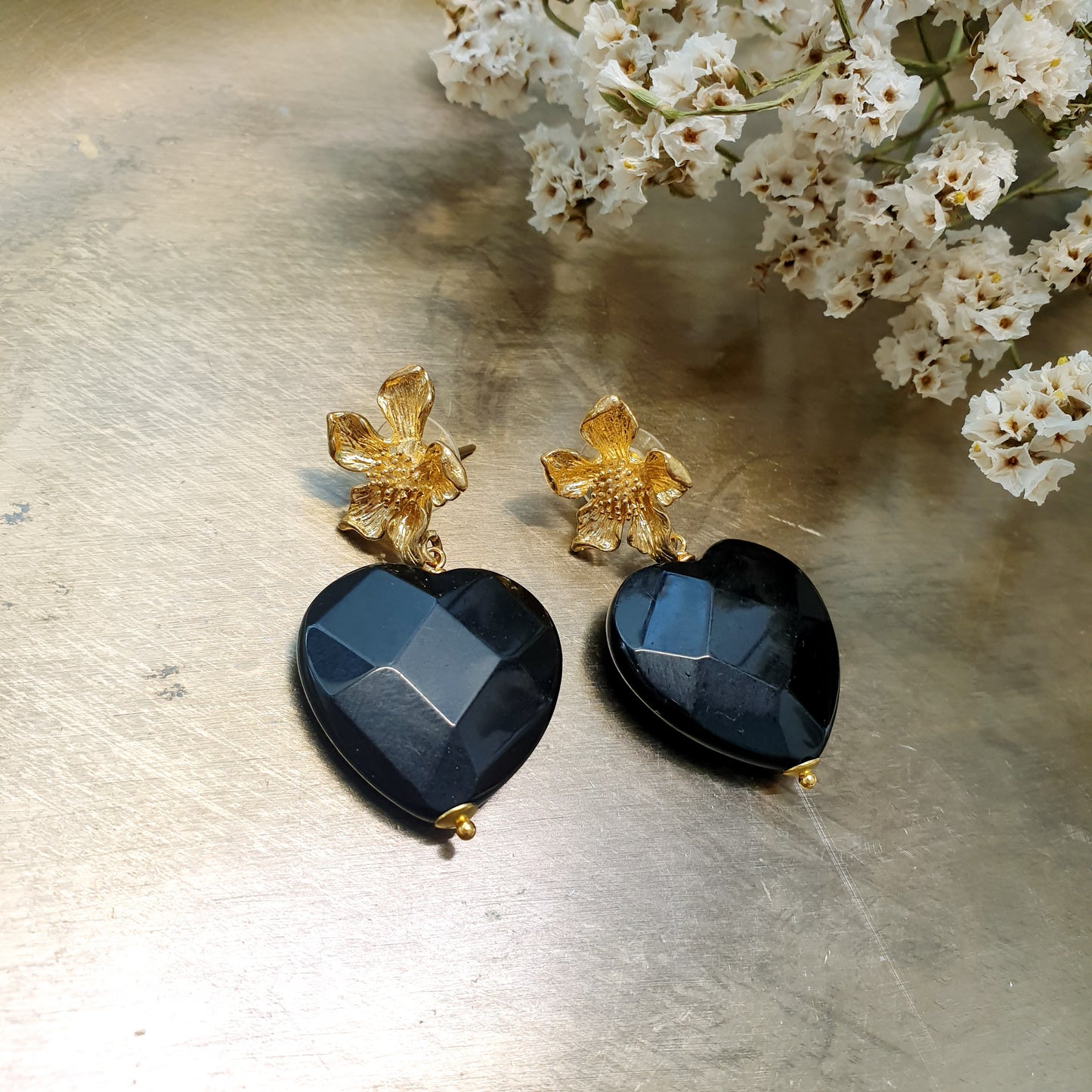 Orecchini cuore in ottone