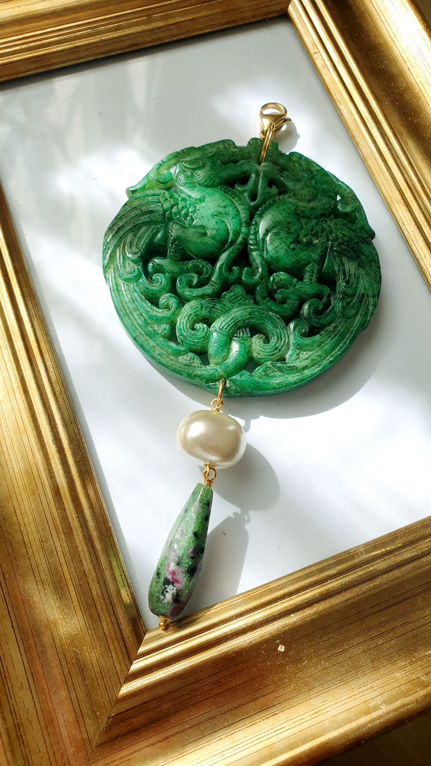 Ciondolo Mala con giada e pietre dure