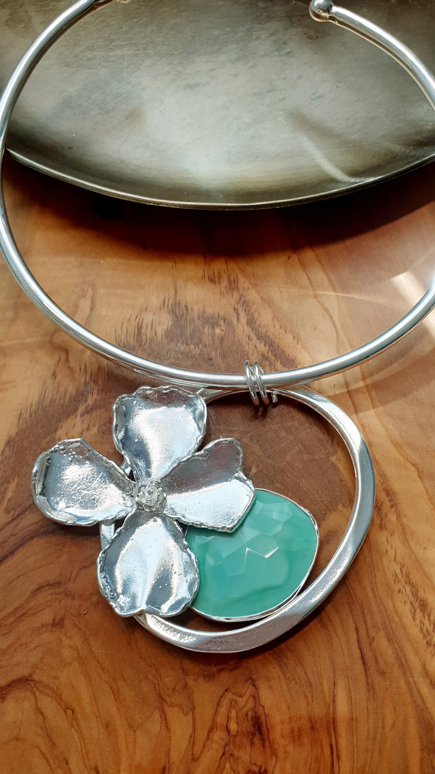 Girocollo placcato argento con pietra dura