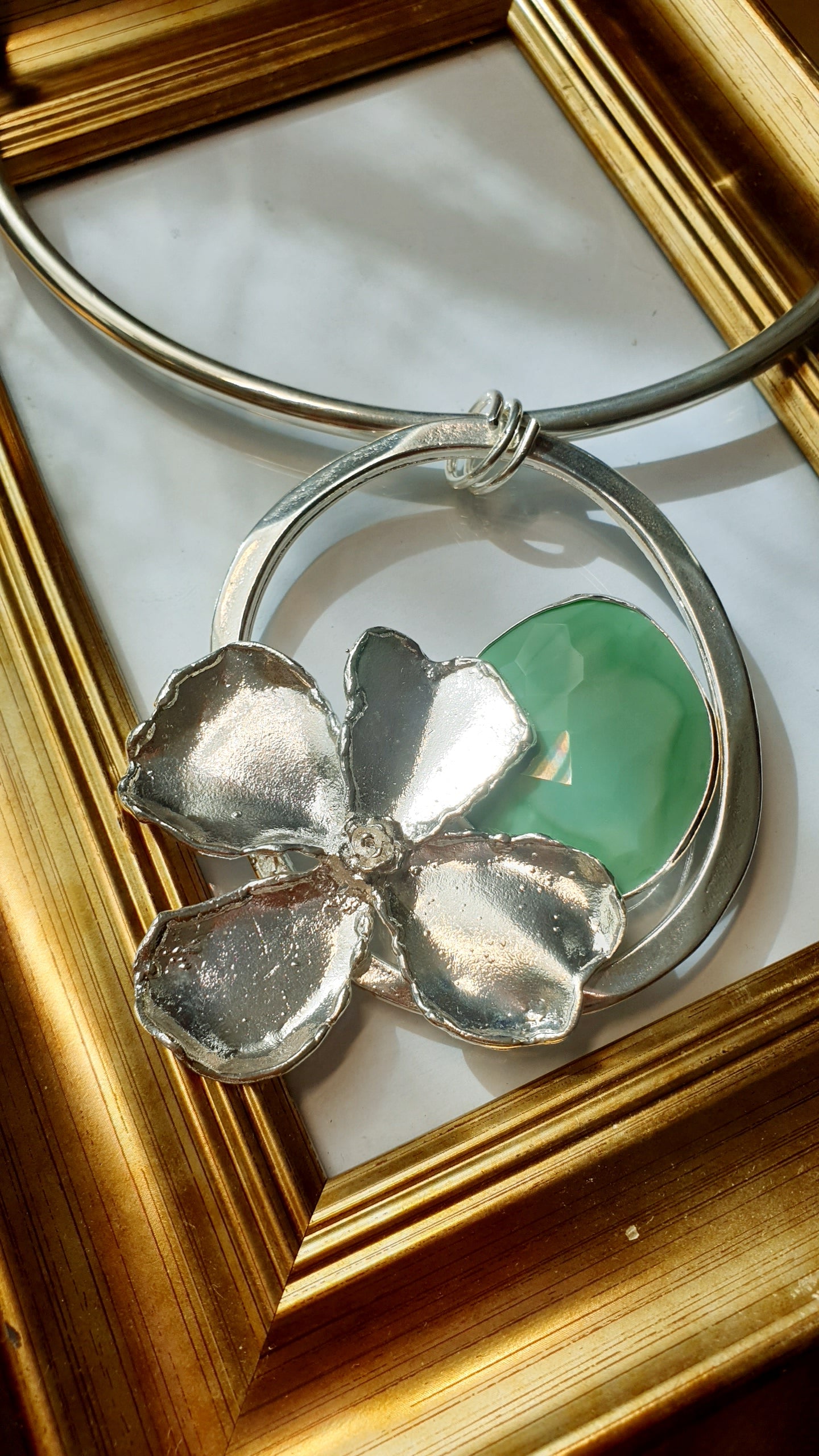 Girocollo placcato argento con pietra dura