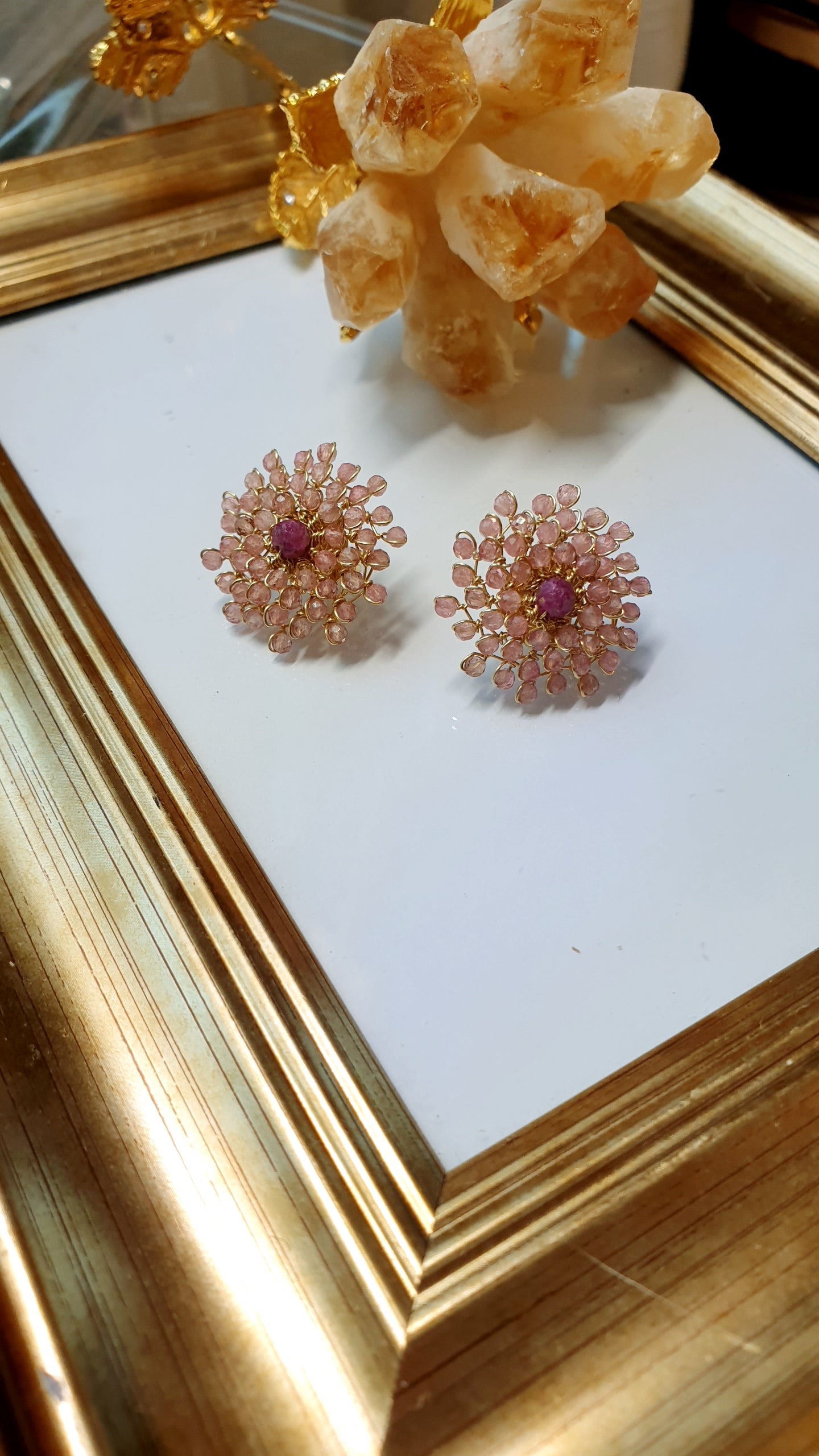 Orecchini in argento con tormalina rosa e granato