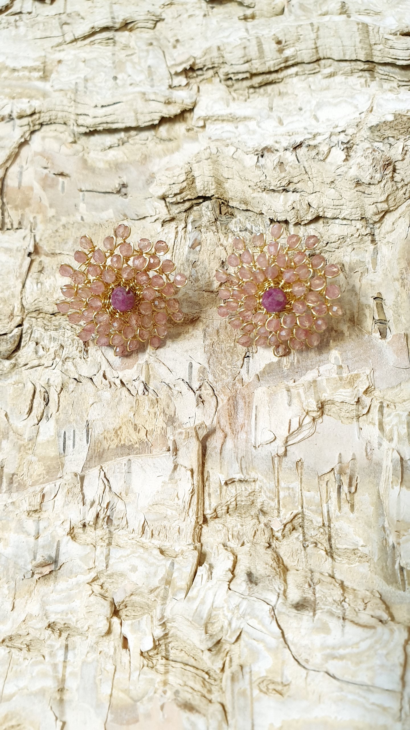 Orecchini in argento con tormalina rosa e granato