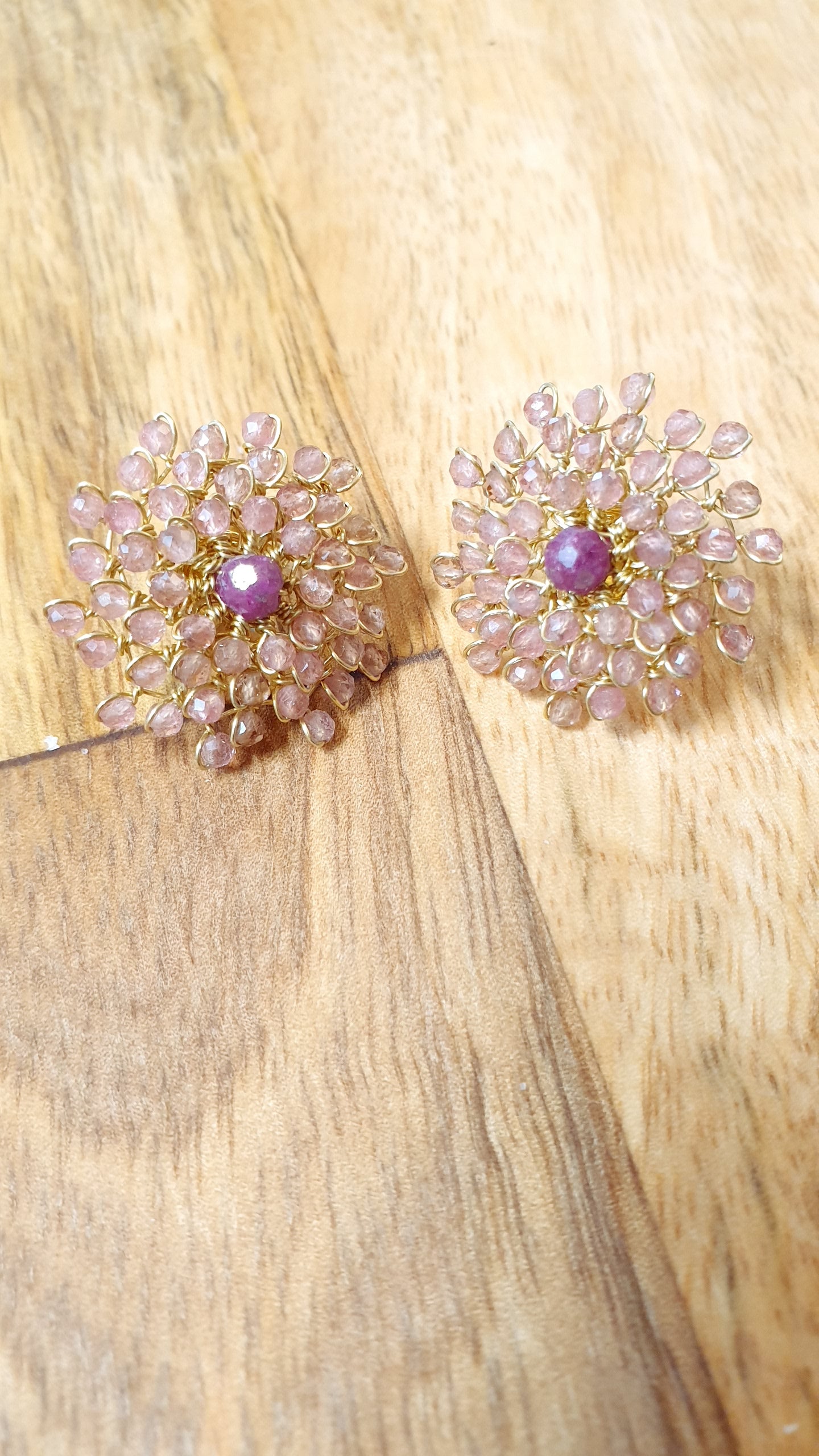 Orecchini in argento con tormalina rosa e granato