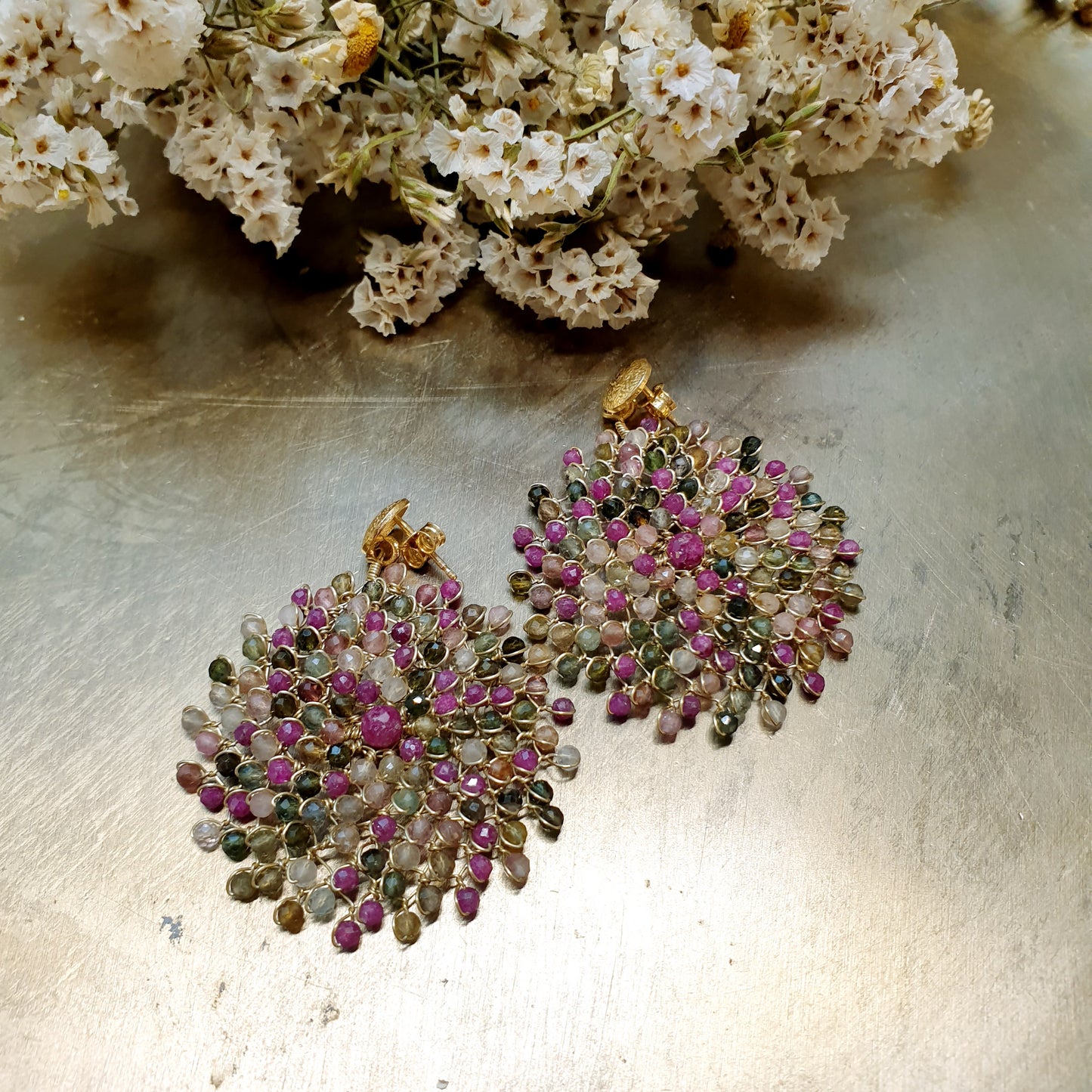 Favolosi orecchini in argento e tormaline