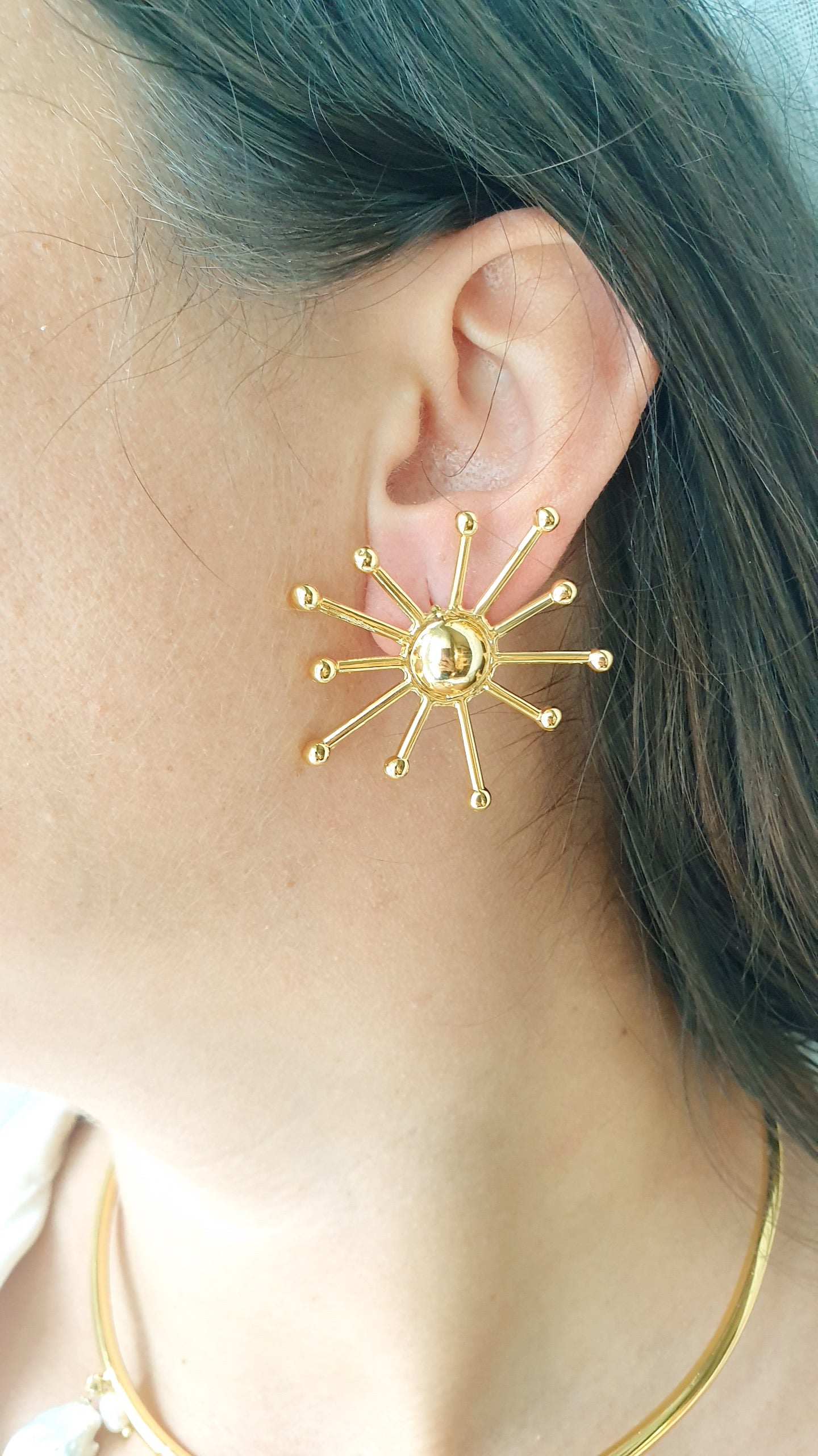 Orecchini sole in ottone