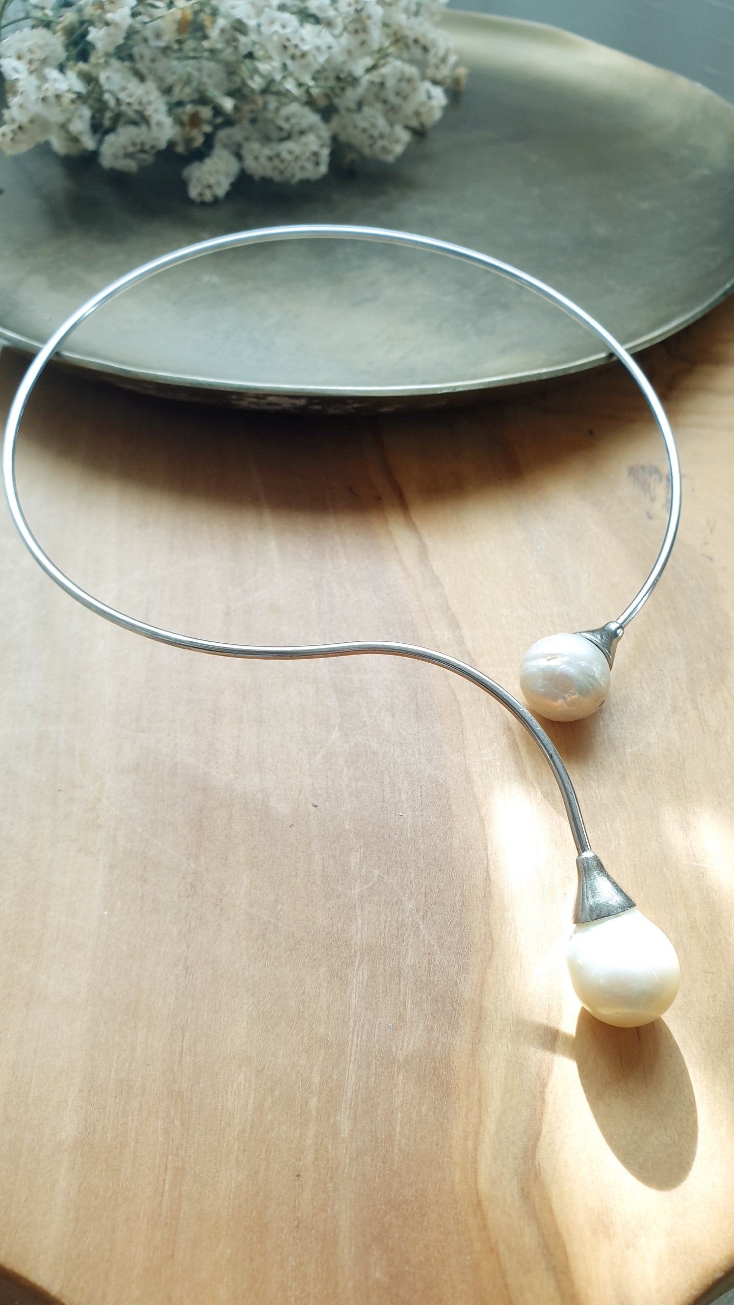 Girocollo in argento con perle barocche
