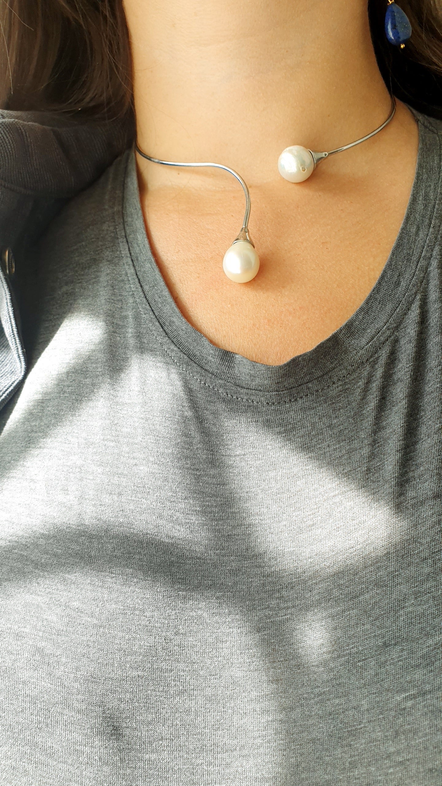 Girocollo in argento con perle barocche