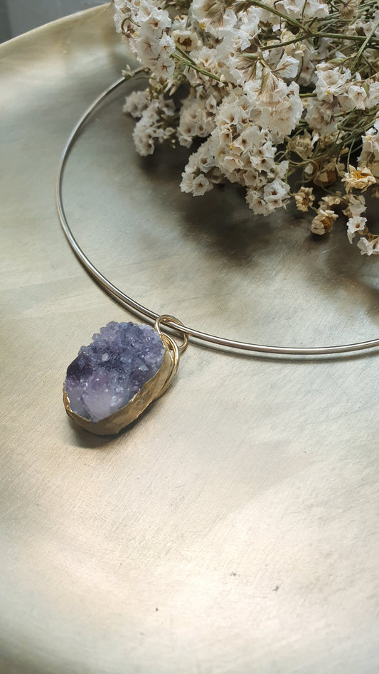 Girocollo con drusa di ametista