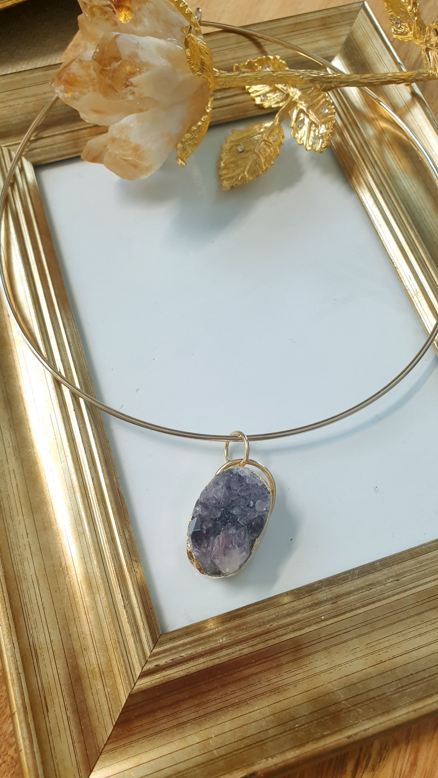 Girocollo con drusa di ametista