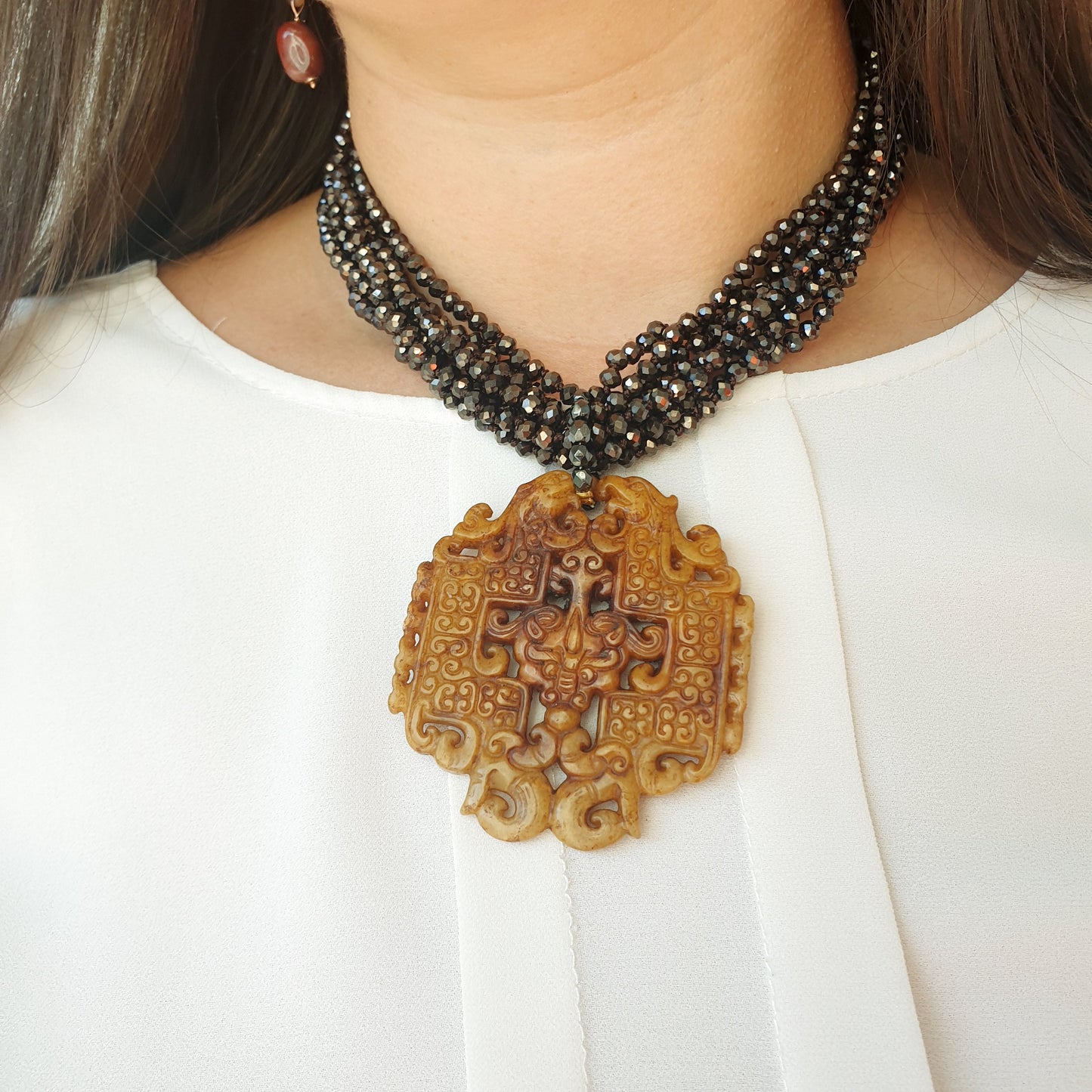 Girocollo di cristallini con giada itragliata