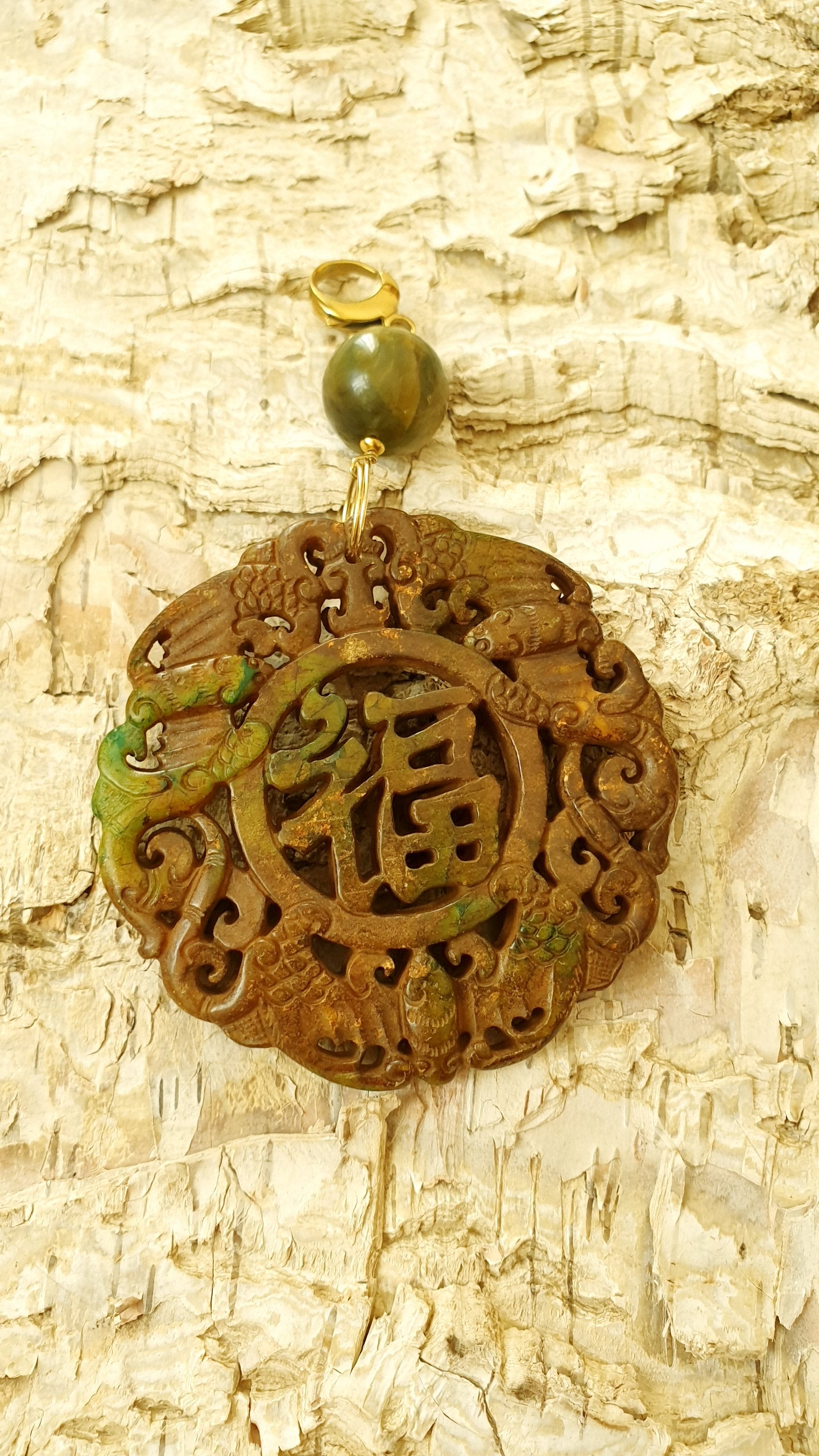 Ciondolo mala con giada e labradorite