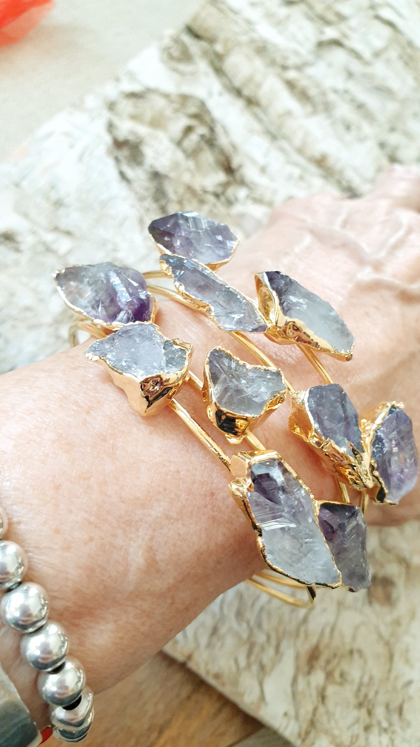 Bracciale in ottone con ametiste