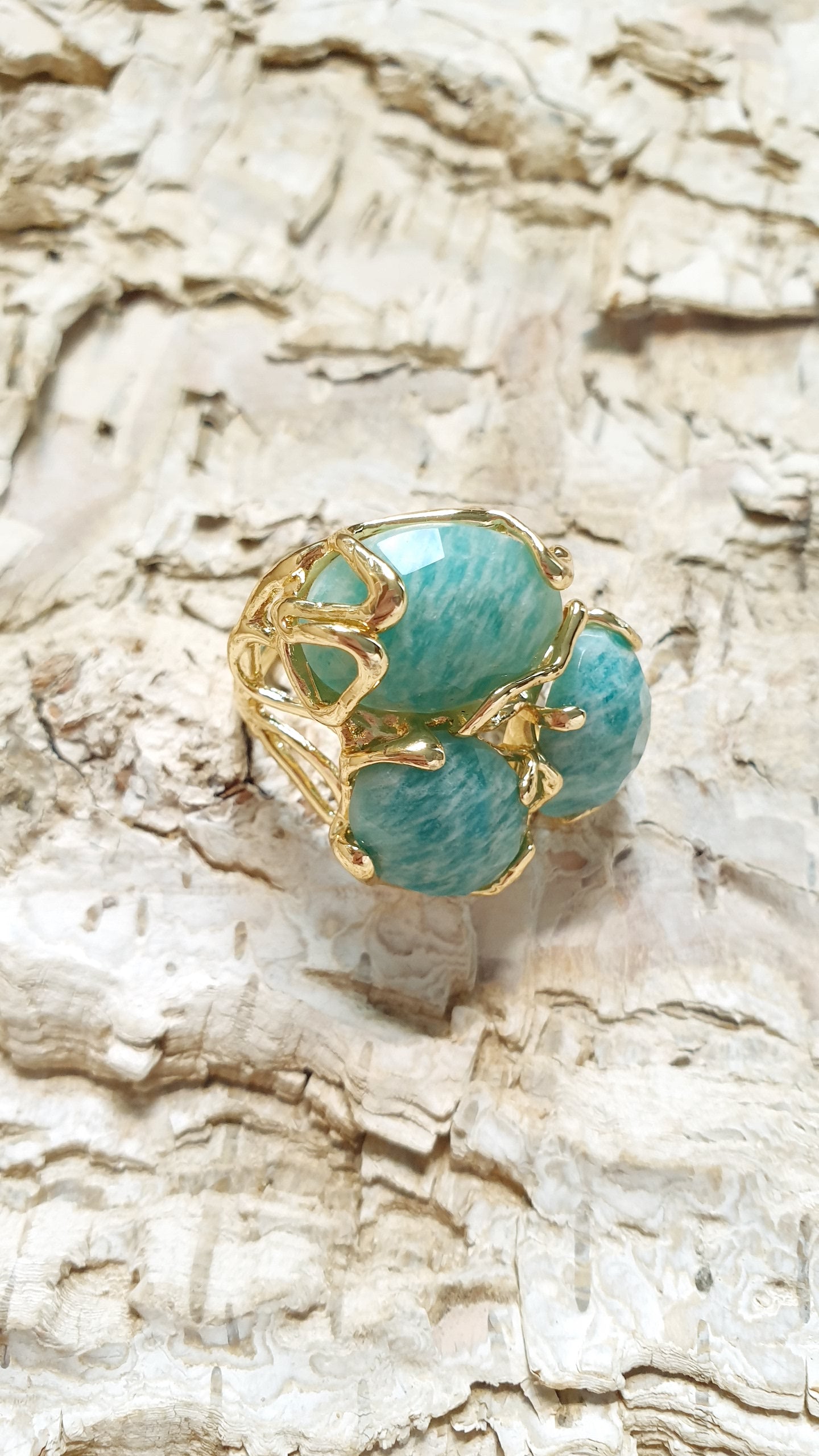 Anello in bronzo con amazzonite