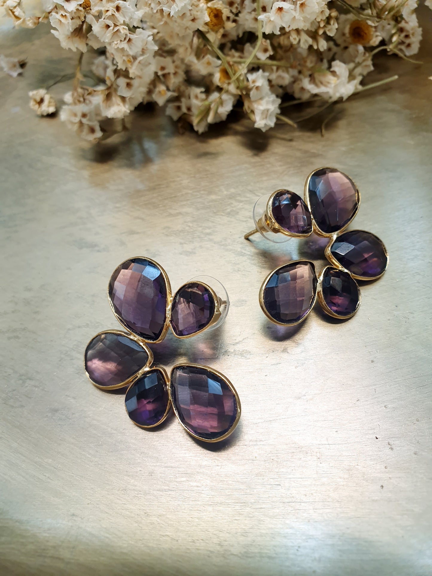 Orecchini in ottone con ametista