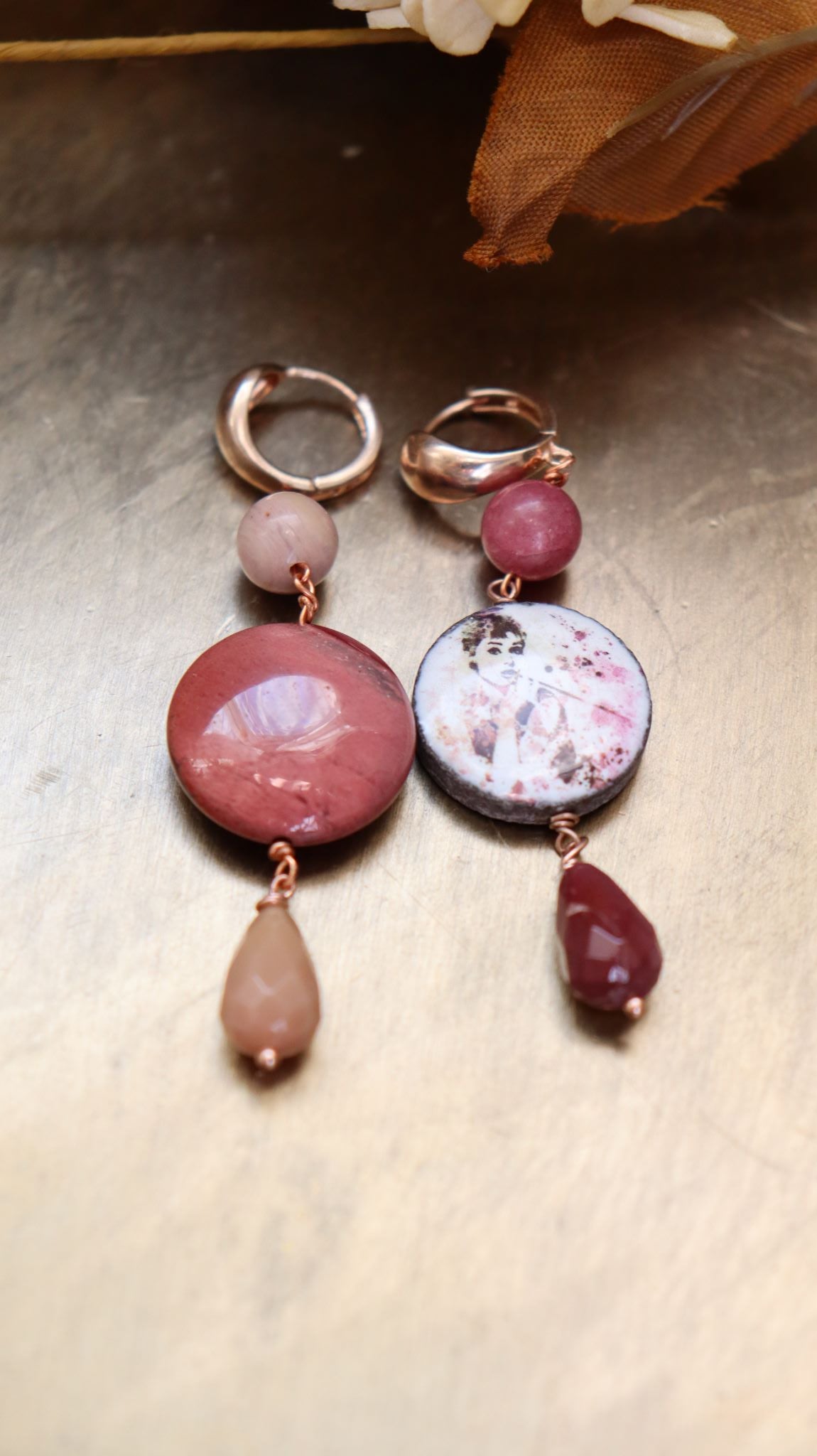 Orecchini in argento con ceramica di Caltagirone, mokaite