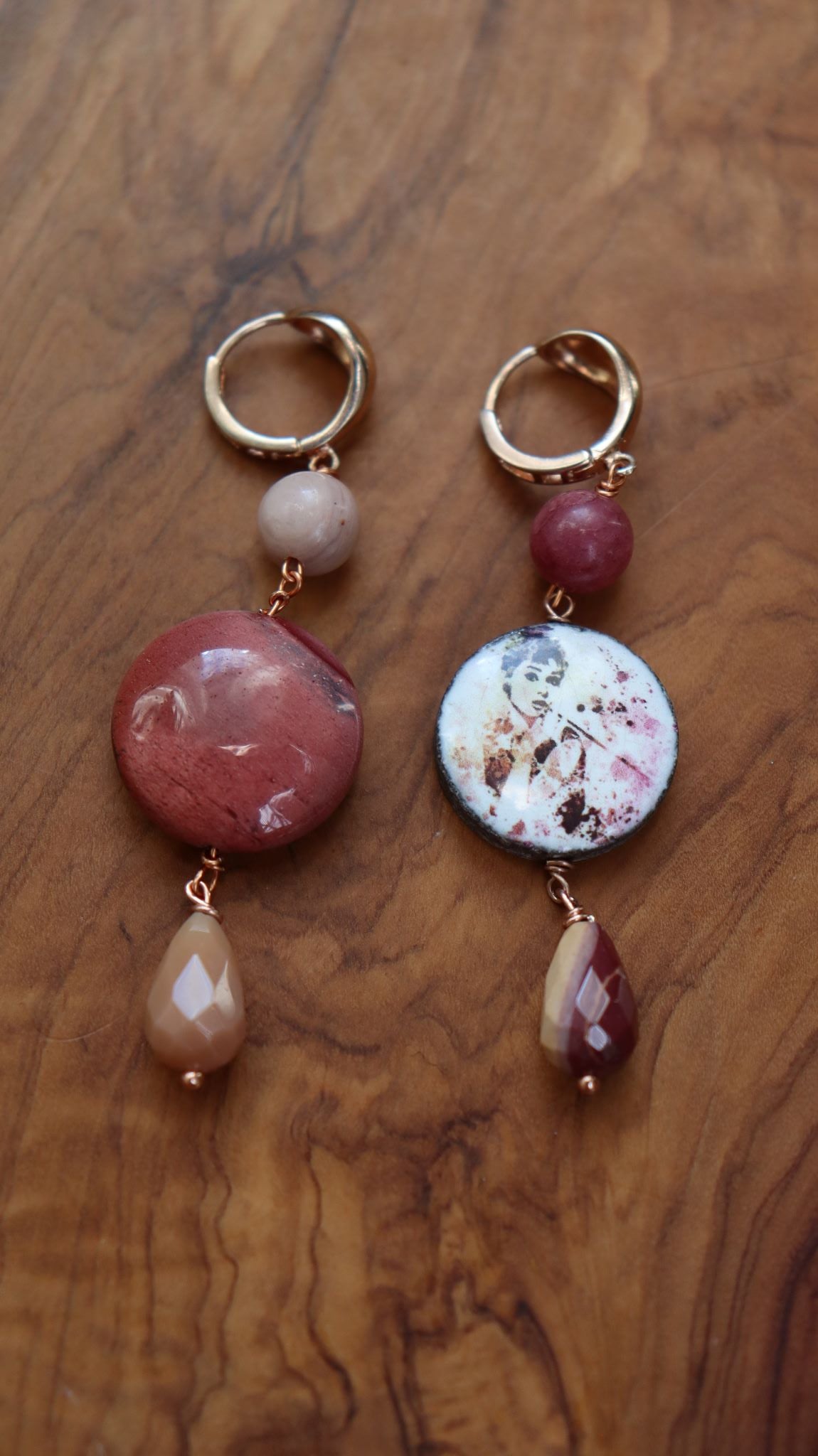 Orecchini in argento con ceramica di Caltagirone, mokaite