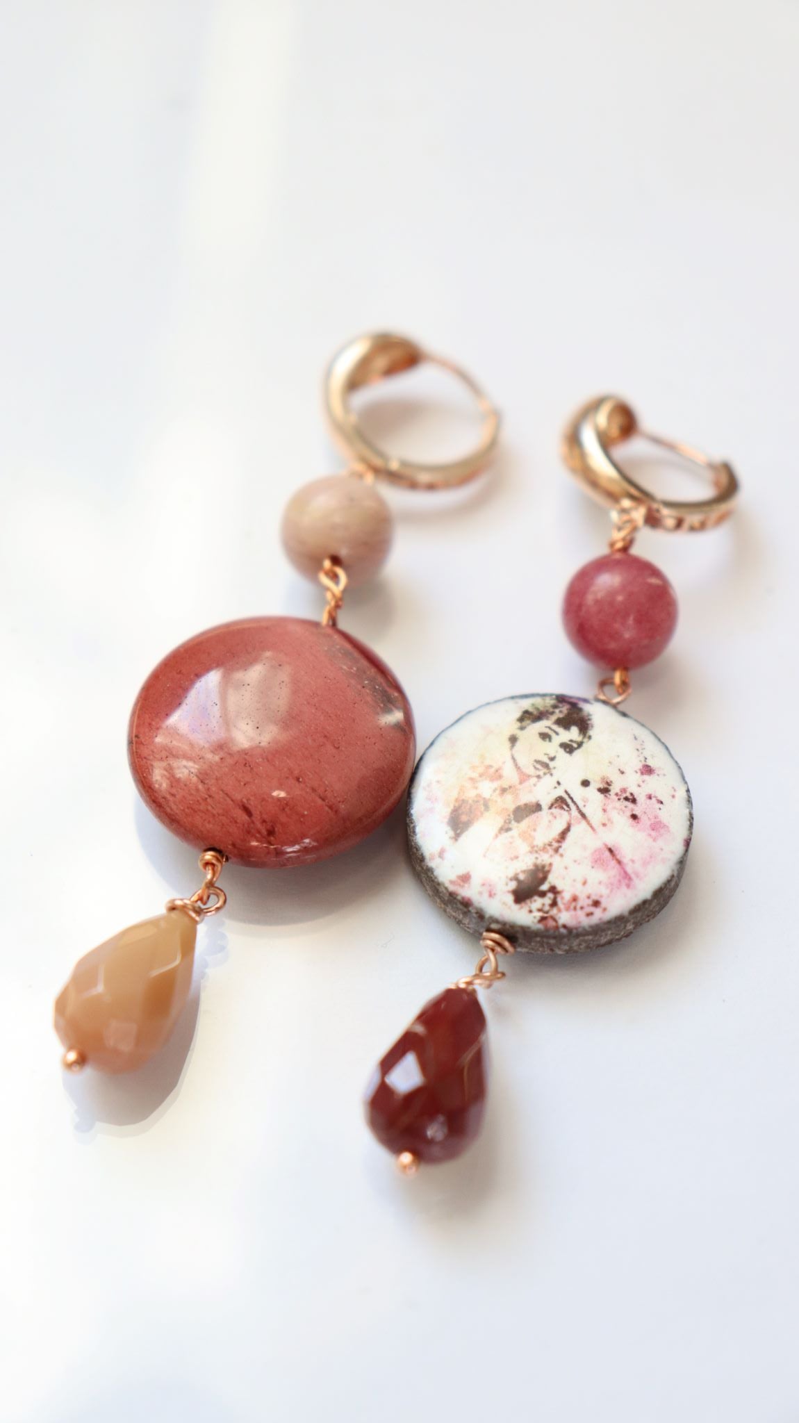 Orecchini in argento con ceramica di Caltagirone, mokaite